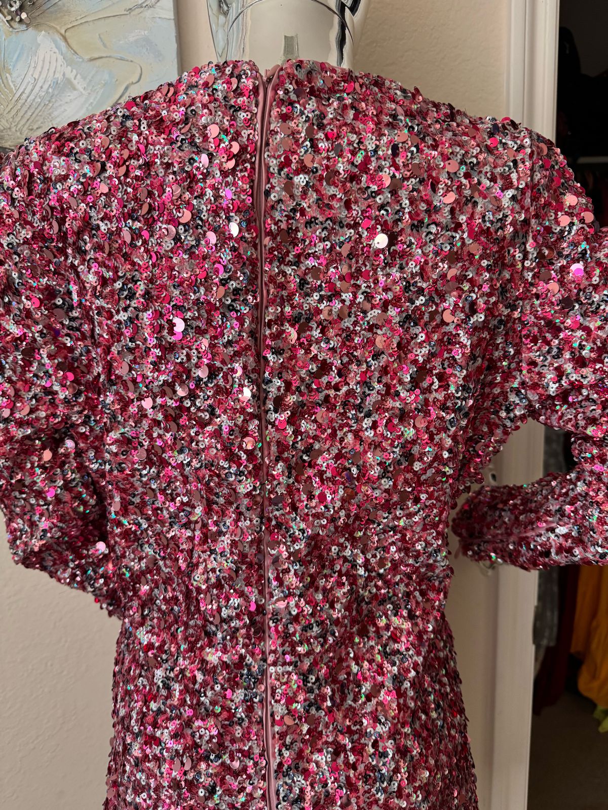 H&N Size 12 Wedding Guest Long Sleeve Pink A-line Dress on Queenly