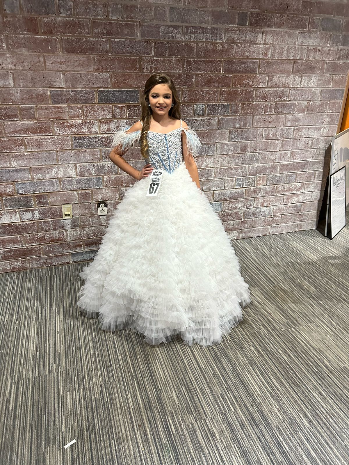 Sherri Hill Girls Size 10 Pageant Off The Shoulder White Ball Gown on Queenly