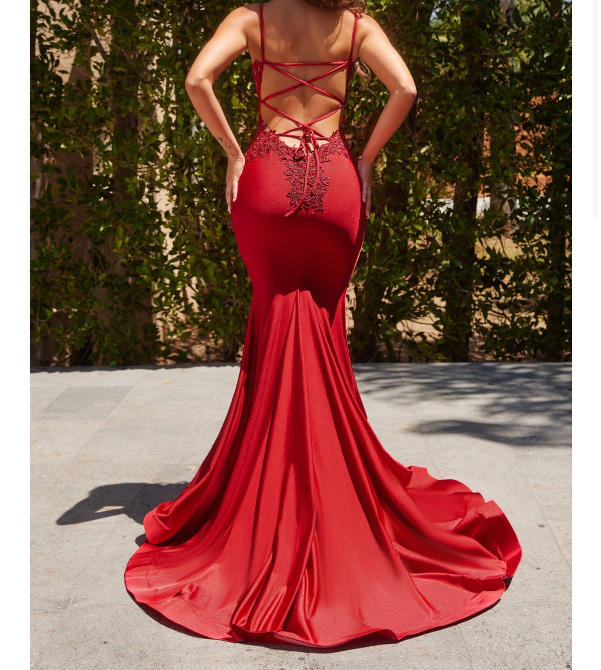 Style PS22641 Portia and Scarlett Size 2 Prom Plunge Red Mermaid Dress on Queenly