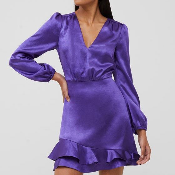 French Connection Size 6 Long Sleeve Purple Cocktail Dress on Queenly
