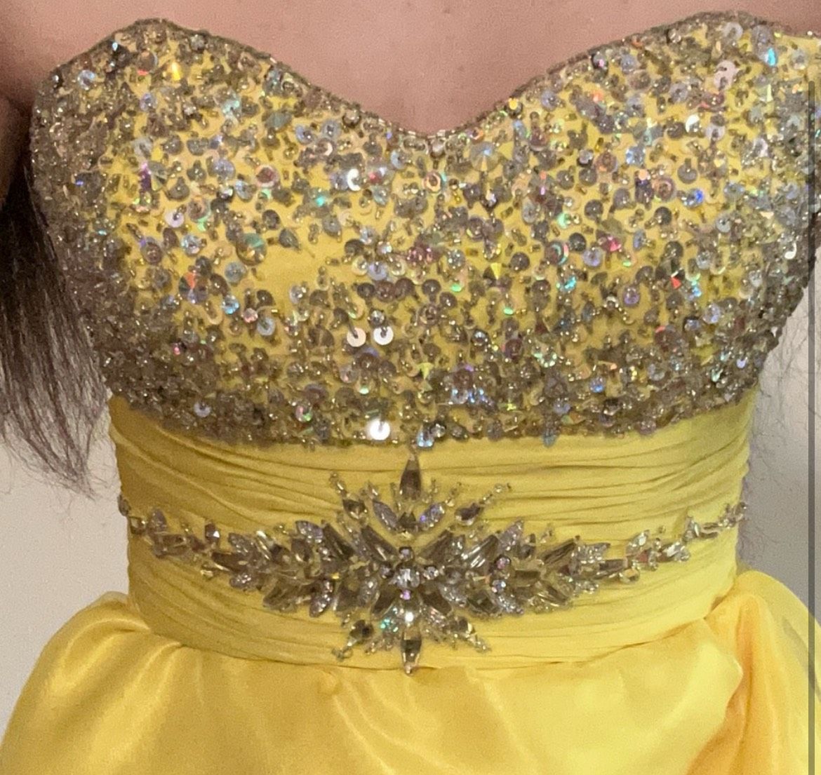 Mac Duggal Size 8 Strapless Yellow Cocktail Dress on Queenly