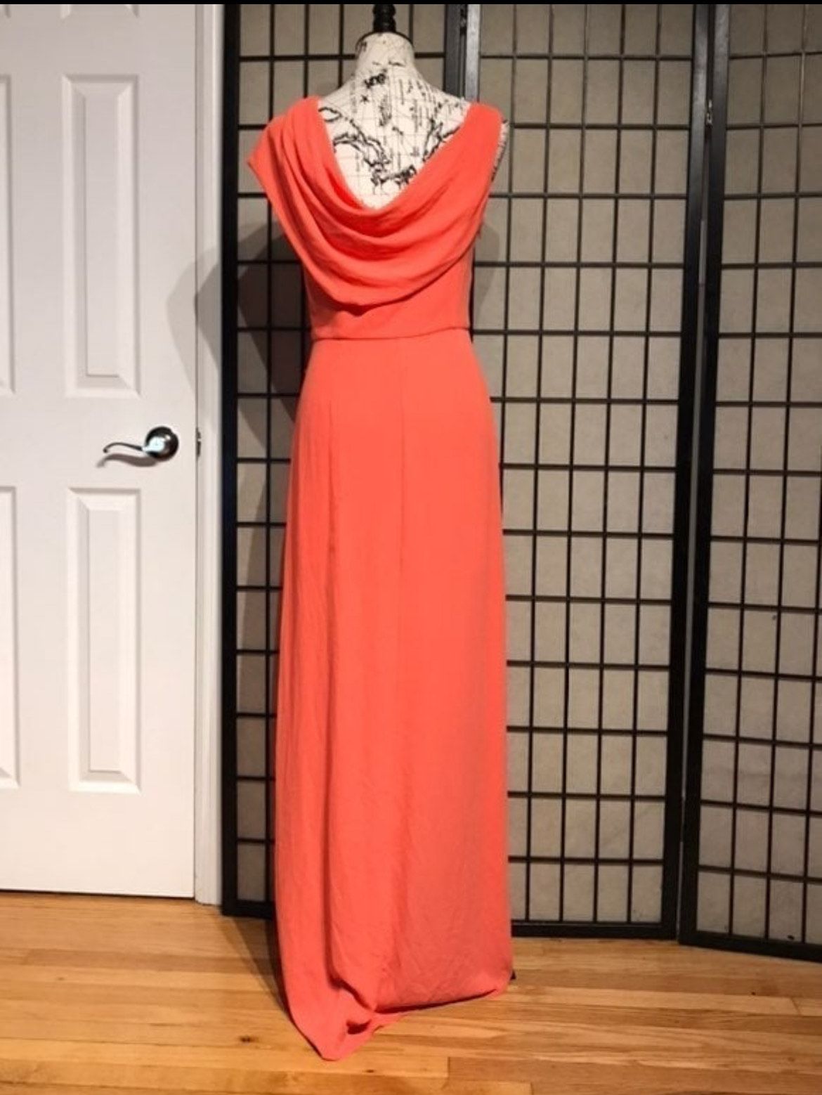 Bcbgmaxazria Size 8 Prom One Shoulder Sheer Coral Side Slit Dress on Queenly