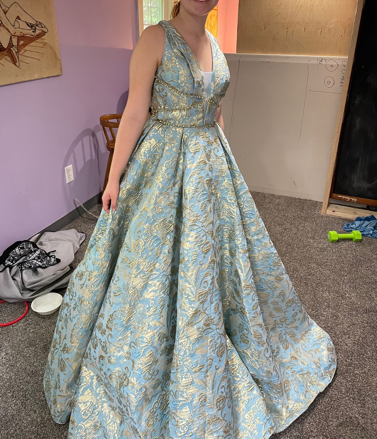Rachel Allan Size 4 Prom Halter Blue Ball Gown on Queenly