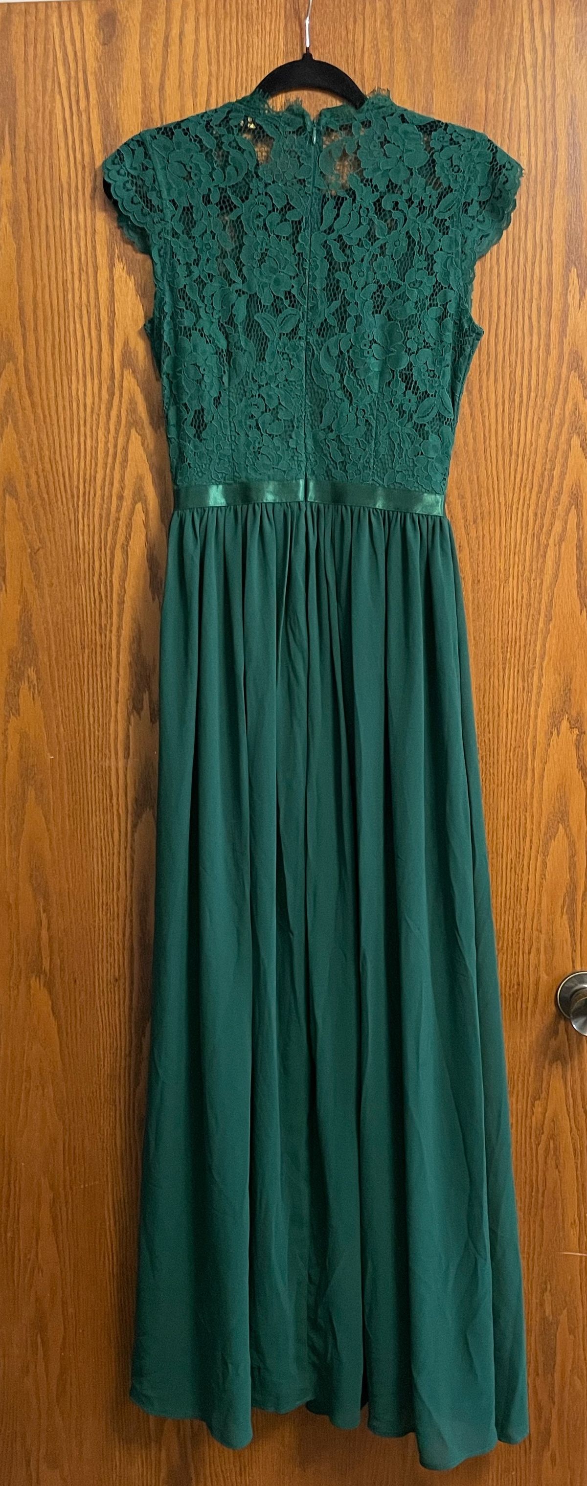 Musol Size 4 Bridesmaid Cap Sleeve Lace Green A-line Dress on Queenly