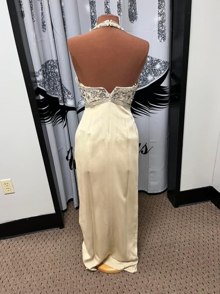 Size 4 Prom Halter Nude Side Slit Dress on Queenly