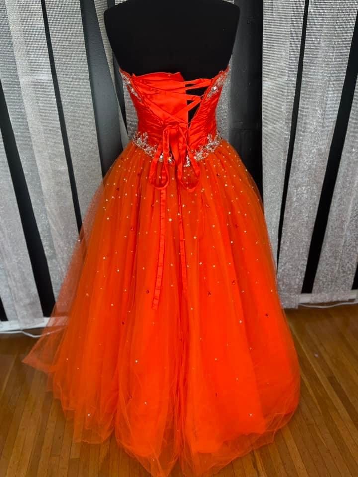Size 4 Prom Strapless Orange Ball Gown on Queenly
