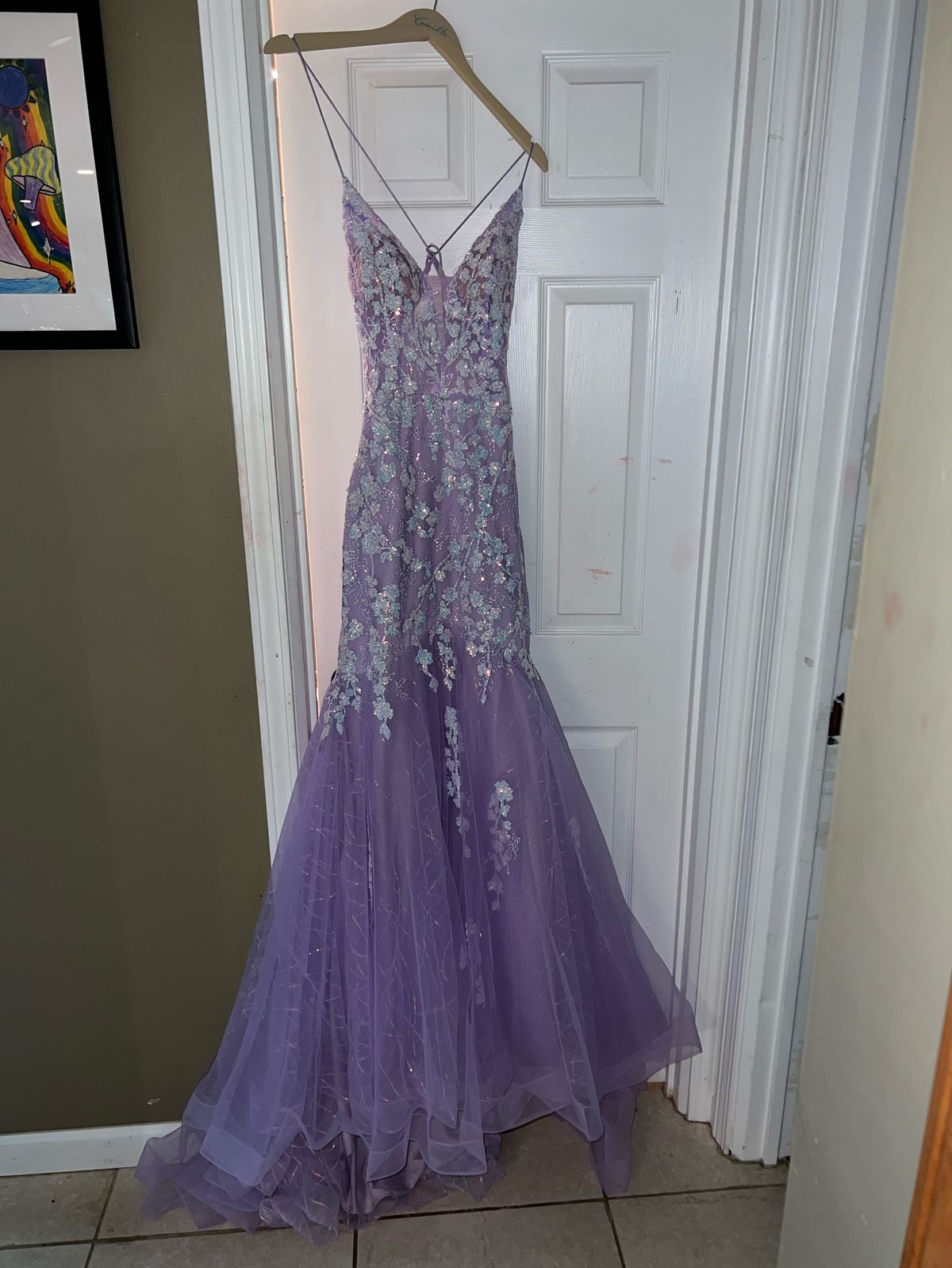 Size 8 Prom Plunge Purple Mermaid Dress on Queenly