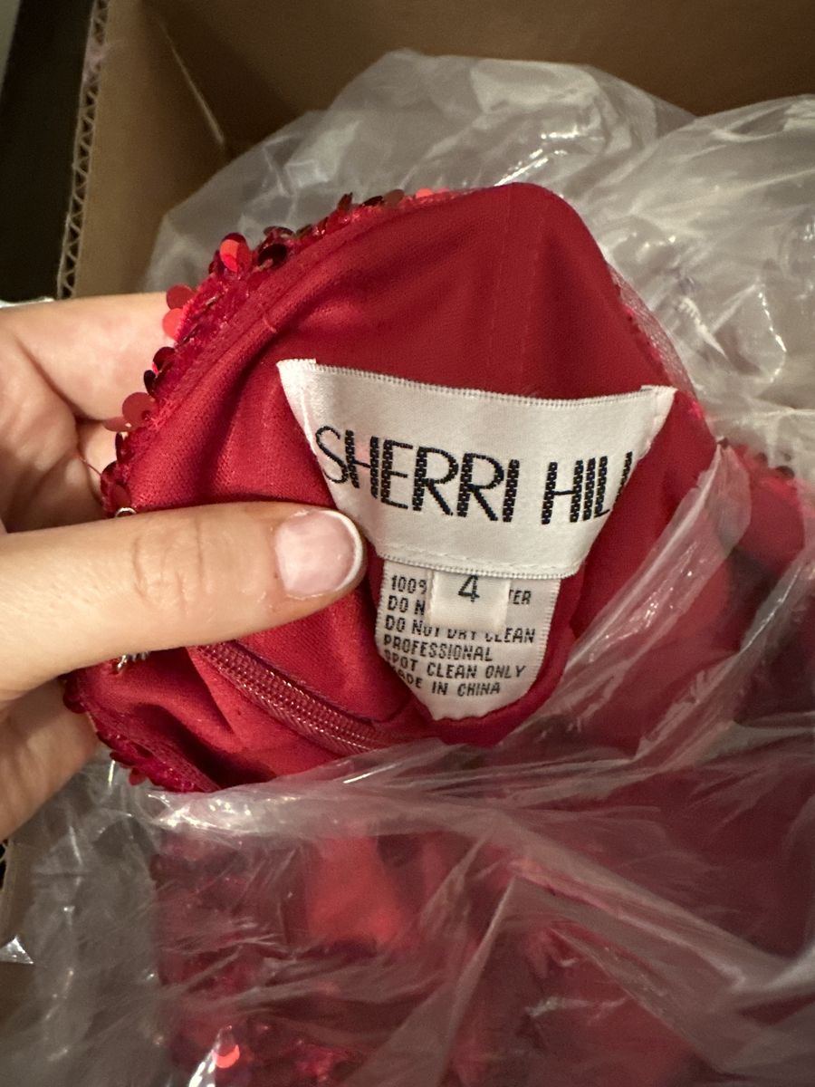 Sherri Hill Size 4 Prom One Shoulder Burgundy Red Side Slit Dress on Queenly