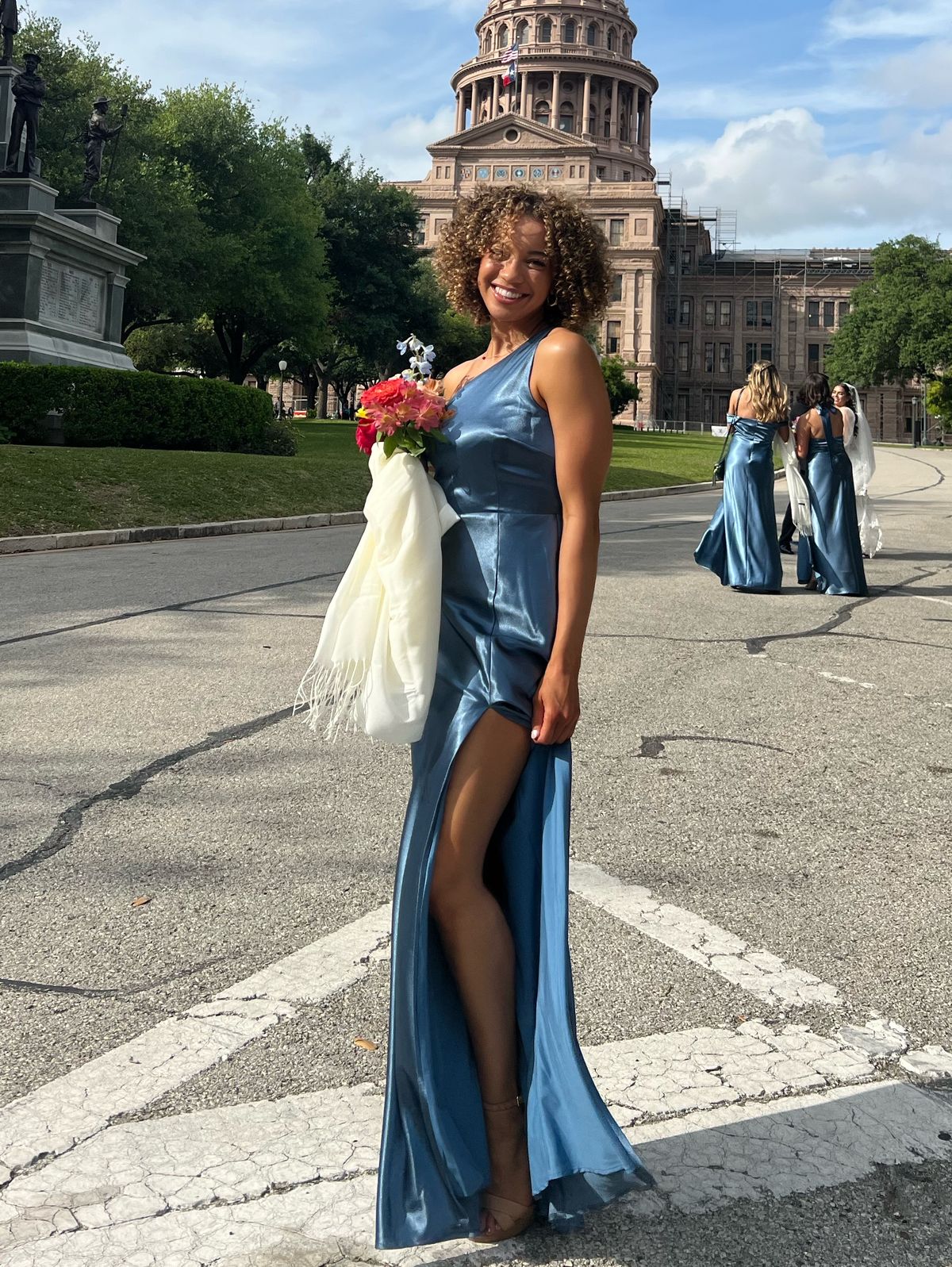 Birdy Grey Size 4 Wedding Guest One Shoulder Blue A-line Dress on Queenly