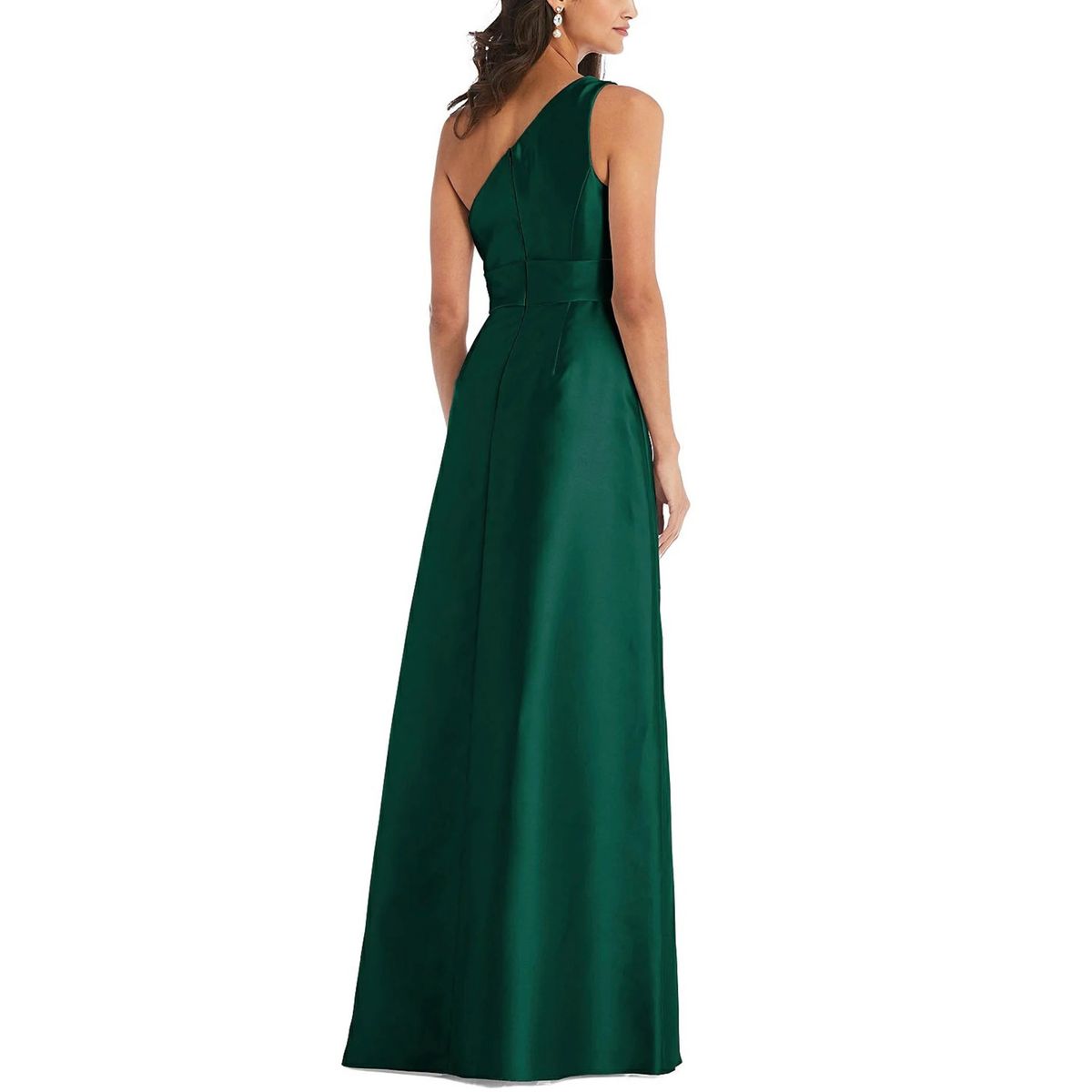 Style D815 Alfred Sung Plus Size 16 One Shoulder Green A-line Dress on Queenly