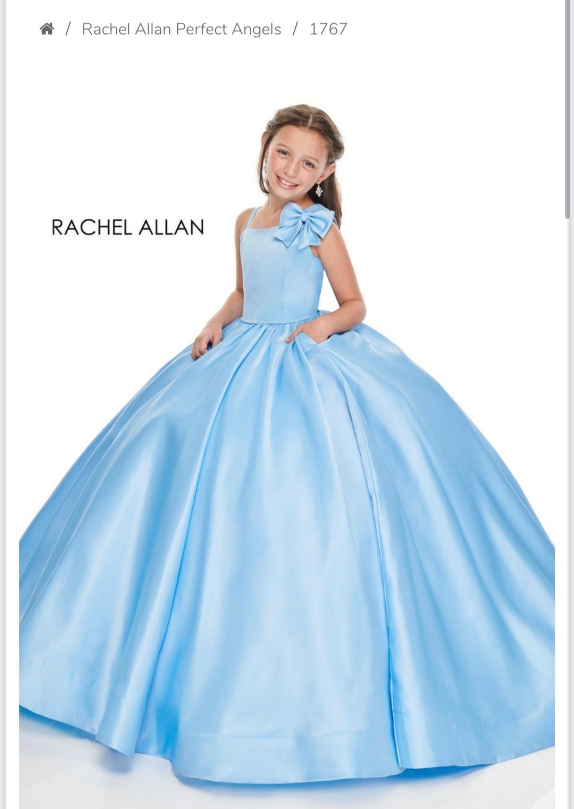 Rachel Allan Girls Size 10 Pageant Light Blue Ball Gown on Queenly