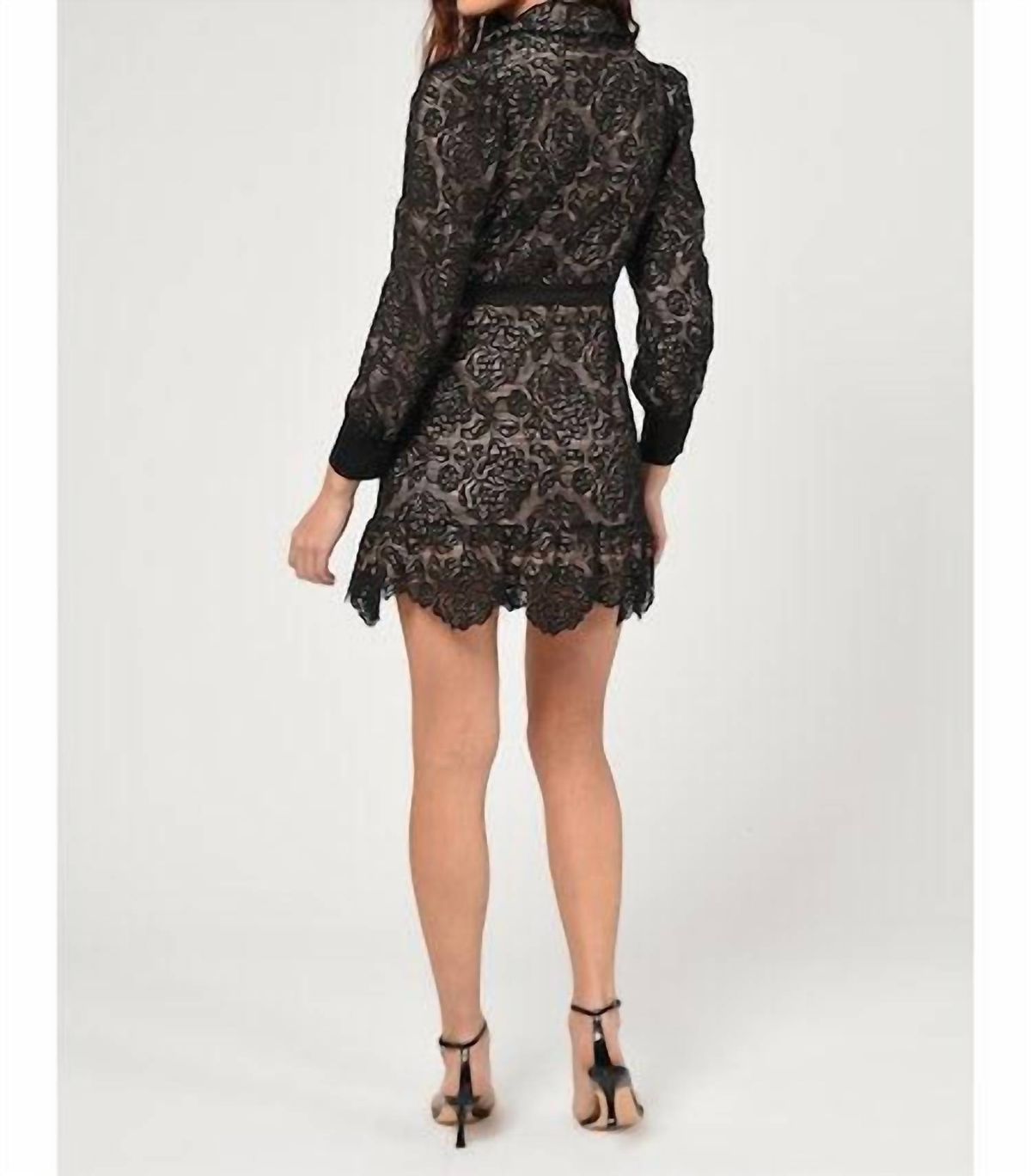 Style 1-1050307749-74 adelyn rae Size S Long Sleeve Lace Black Cocktail Dress on Queenly