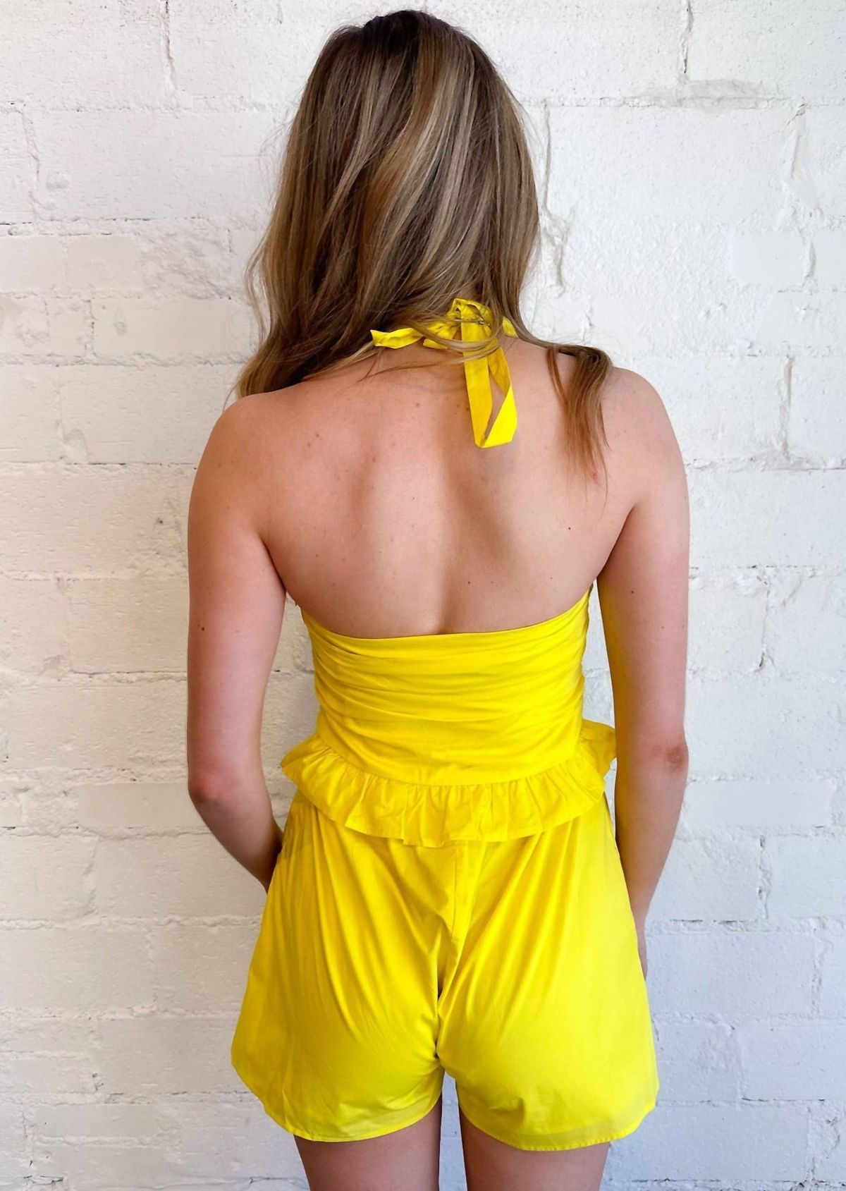 Style 1-1274836958-74 day + moon Size S Halter Yellow Formal Jumpsuit on Queenly