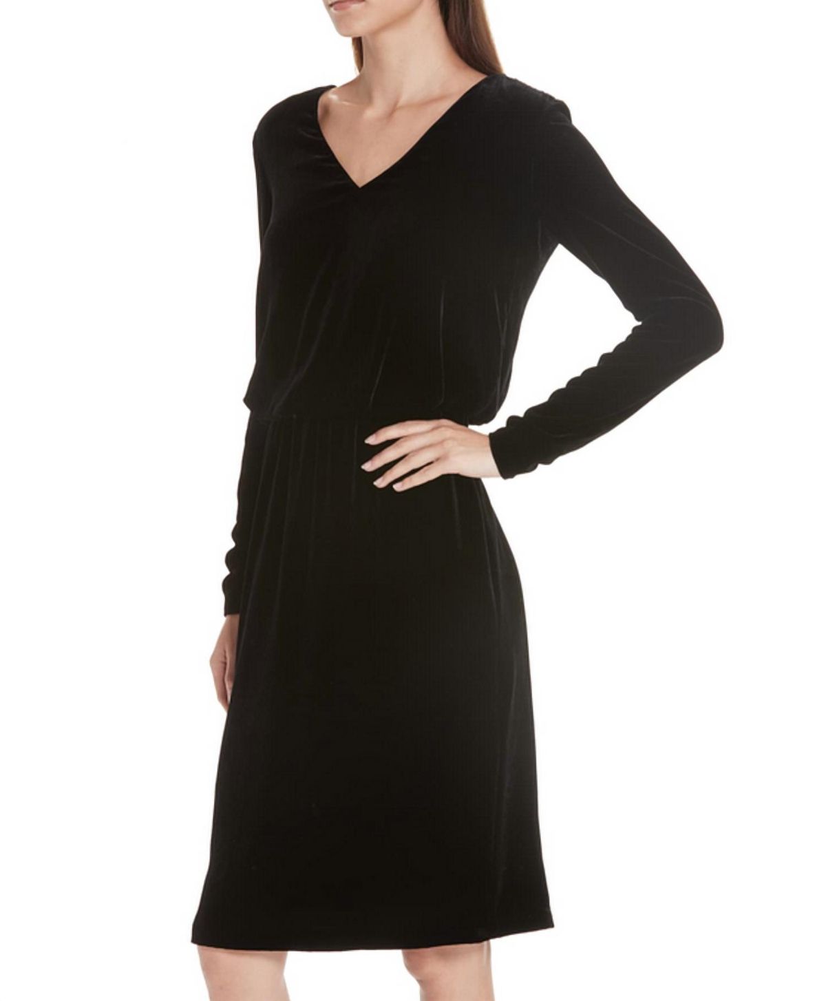 Style 1-1406981052-425 Lafayette 148 Size 8 Long Sleeve Velvet Black Cocktail Dress on Queenly