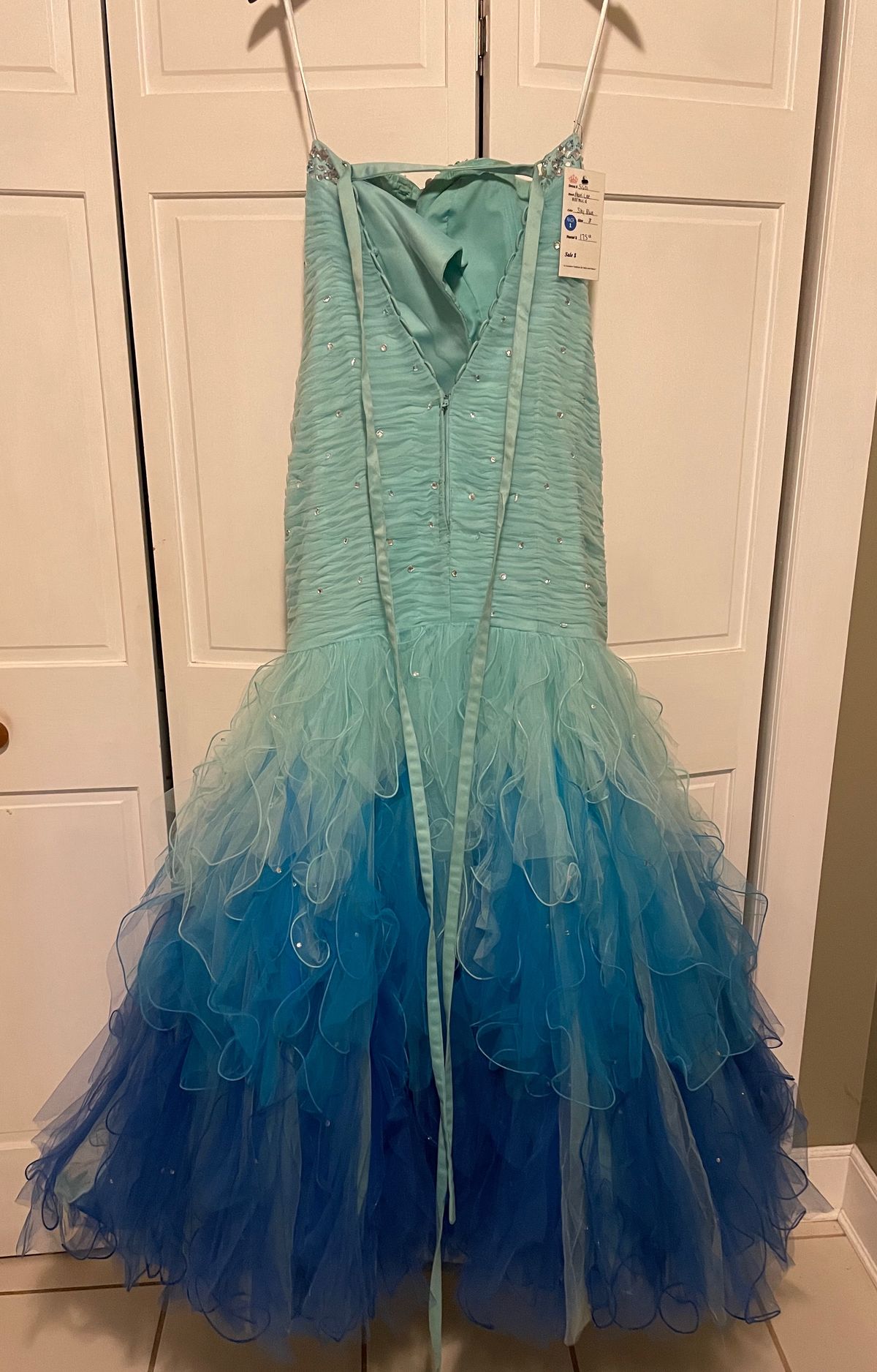 Size 8 Prom Strapless Blue Mermaid Dress on Queenly