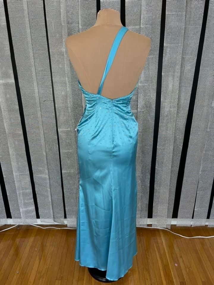 Size 4 Prom One Shoulder Blue Side Slit Dress on Queenly