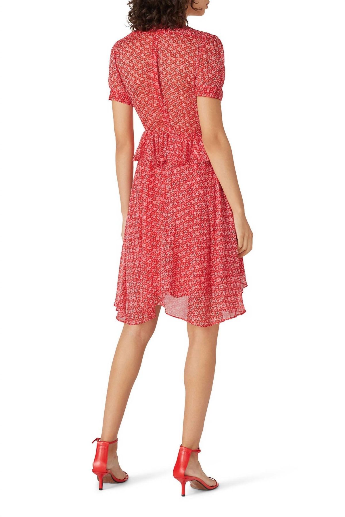 Style 1-1564392717-649-1 THE KOOPLES Size 2 Wedding Guest Floral Red Cocktail Dress on Queenly