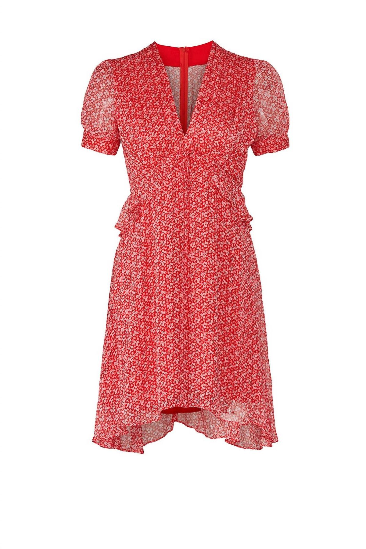 Style 1-1564392717-649-1 THE KOOPLES Size 2 Wedding Guest Floral Red Cocktail Dress on Queenly