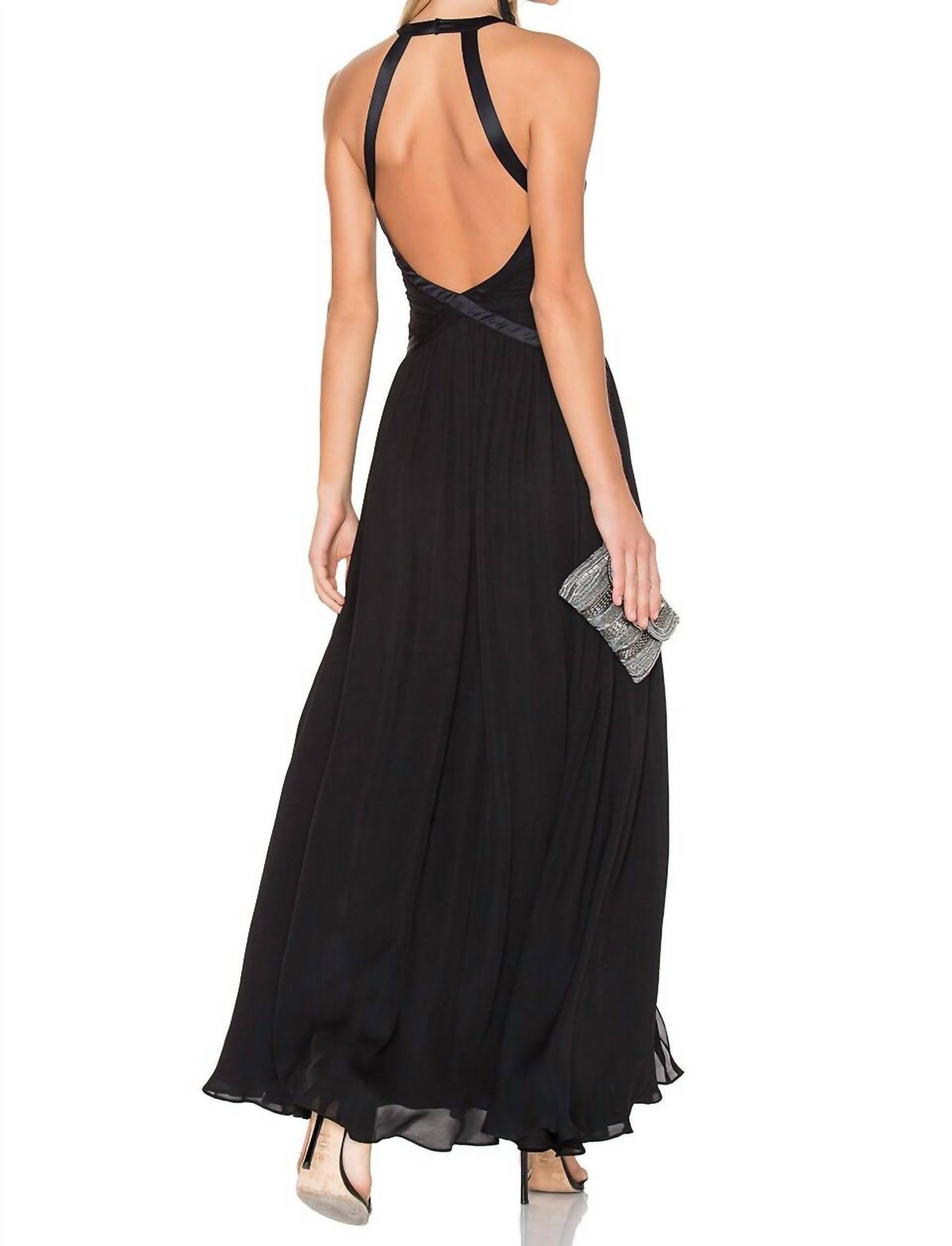 Style 1-232169330-1901 L'Agence Size 6 Satin Black Side Slit Dress on Queenly