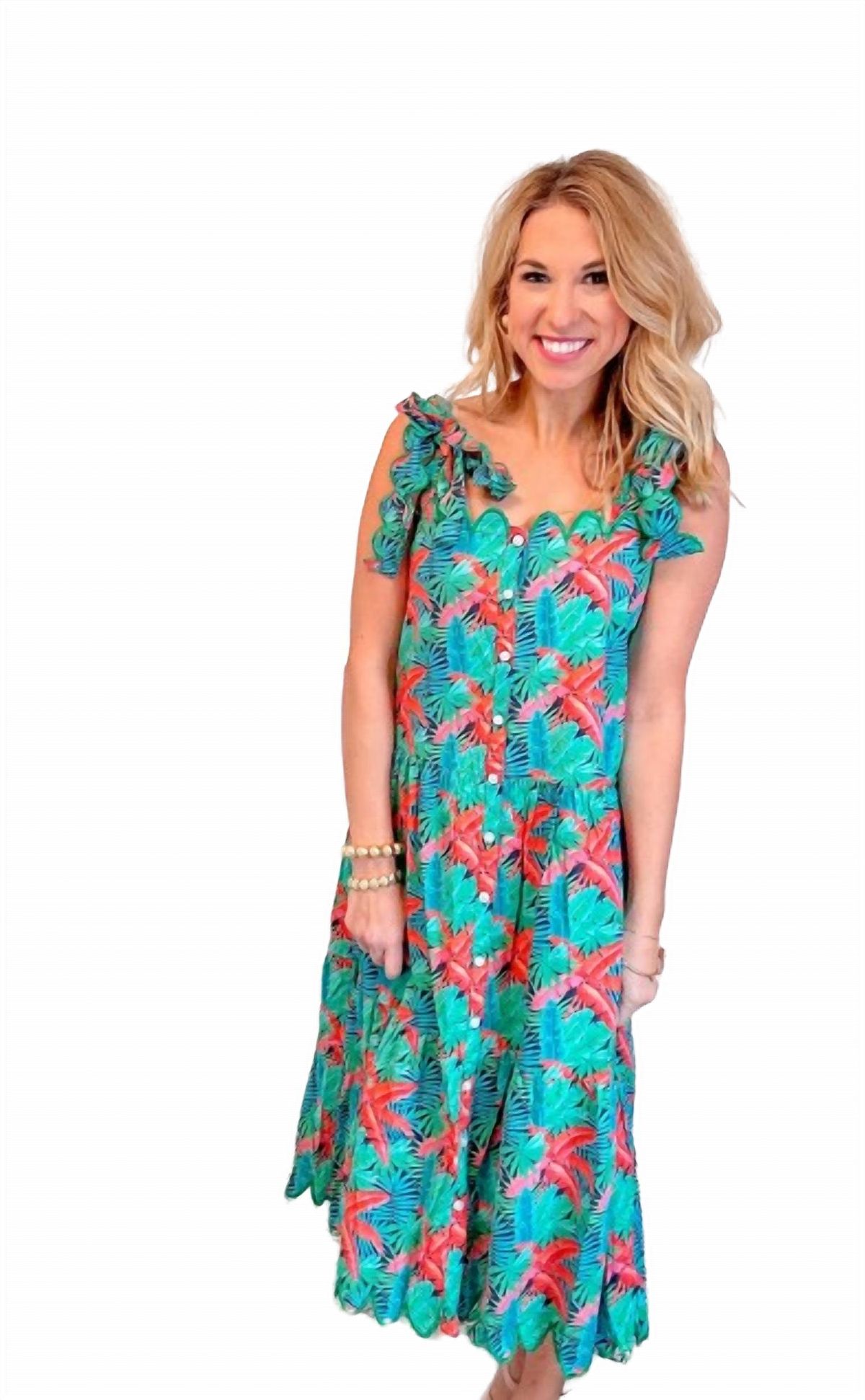 Style 1-2631069065-892 VICTORIA DUNN Size M Floral Green Cocktail Dress on Queenly