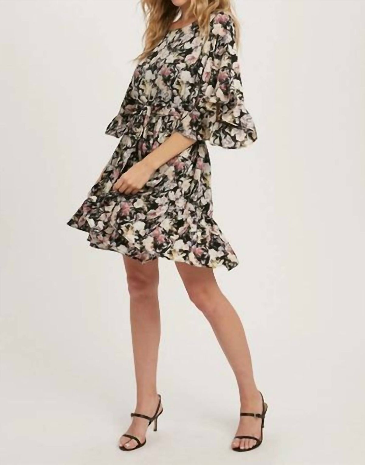Style 1-3158496778-149 BluIvy Size L Floral Black Cocktail Dress on Queenly