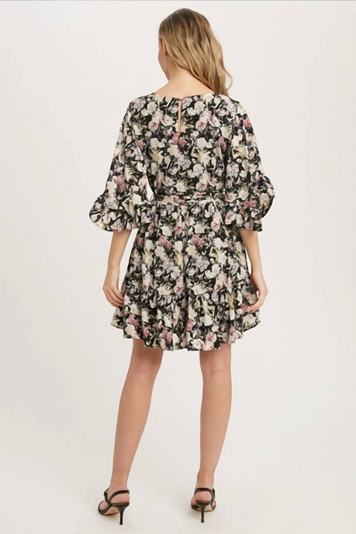 Style 1-3158496778-149 BluIvy Size L Floral Black Cocktail Dress on Queenly
