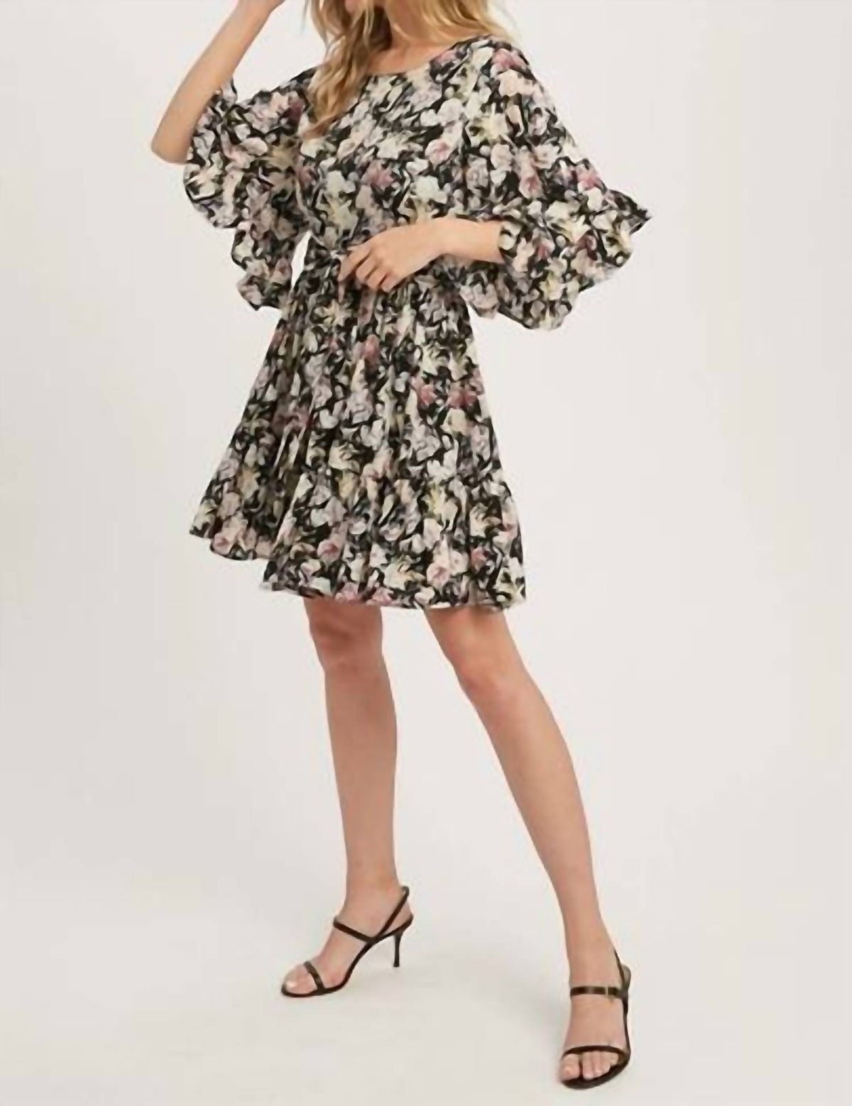 Style 1-3158496778-149 BluIvy Size L Floral Black Cocktail Dress on Queenly