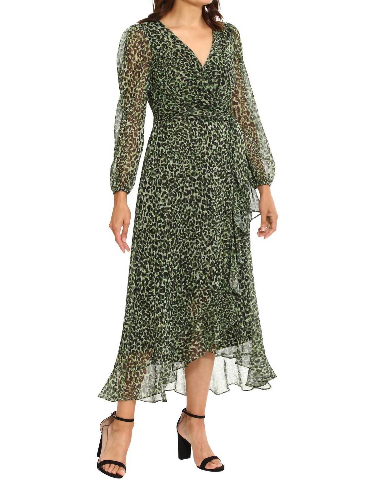 Style 1-3512872430-98 LONDON TIMES Size 10 Sheer Green Floor Length Maxi on Queenly