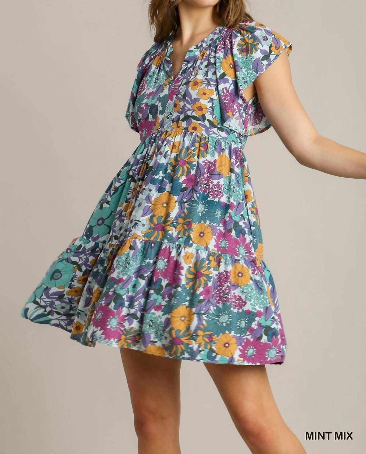 Style 1-3531206375-149 umgee Size L Floral Blue Cocktail Dress on Queenly
