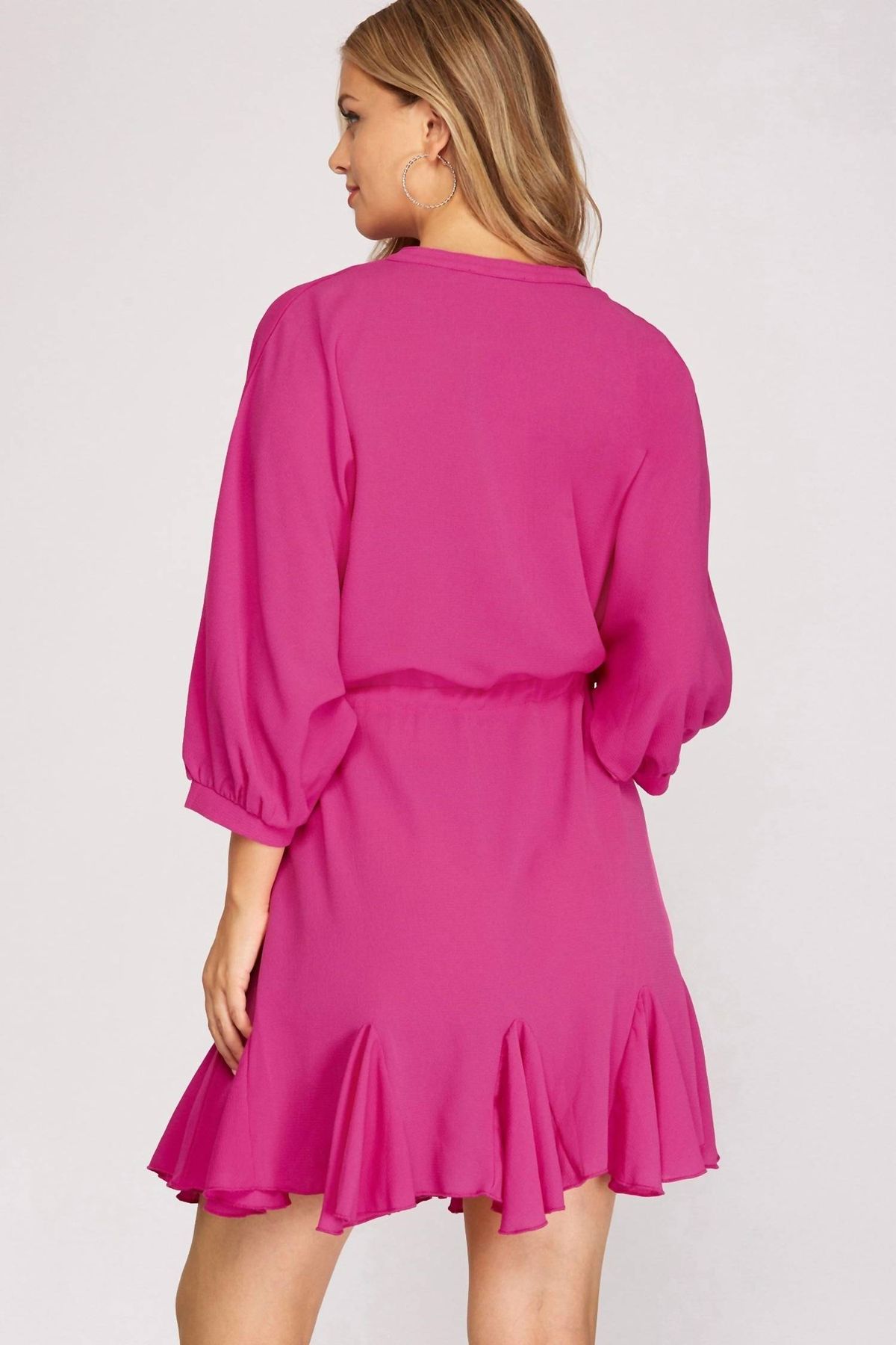 Style 1-3852041120-74 SHE + SKY Size S Hot Pink Cocktail Dress on Queenly