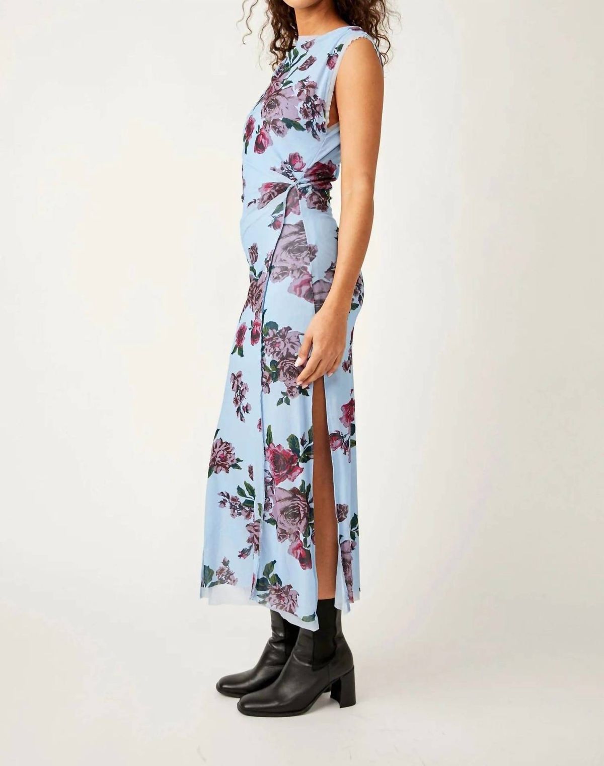 Style 1-3965881941-74 Free People Size S Floral Blue Floor Length Maxi on Queenly