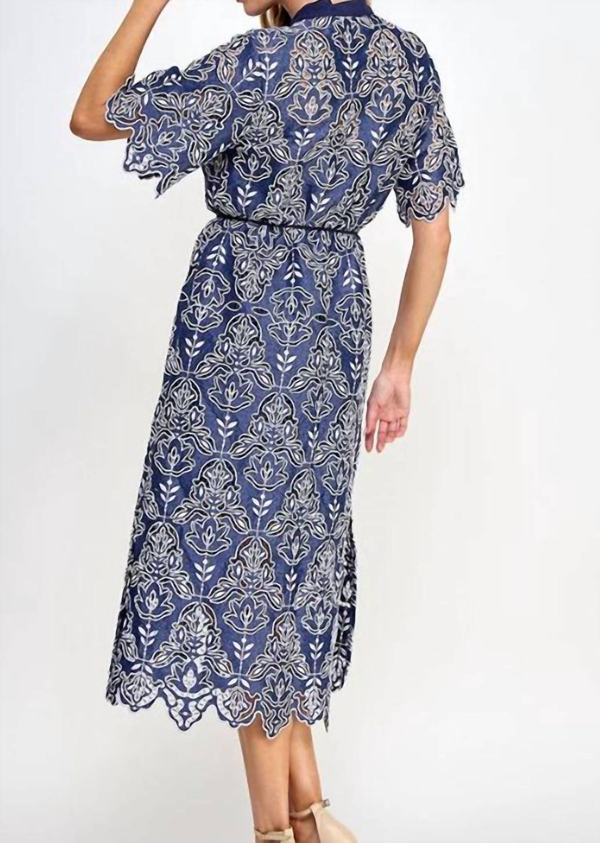 Style 1-4144643988-149 ELLISON Size L Navy Blue Cocktail Dress on Queenly