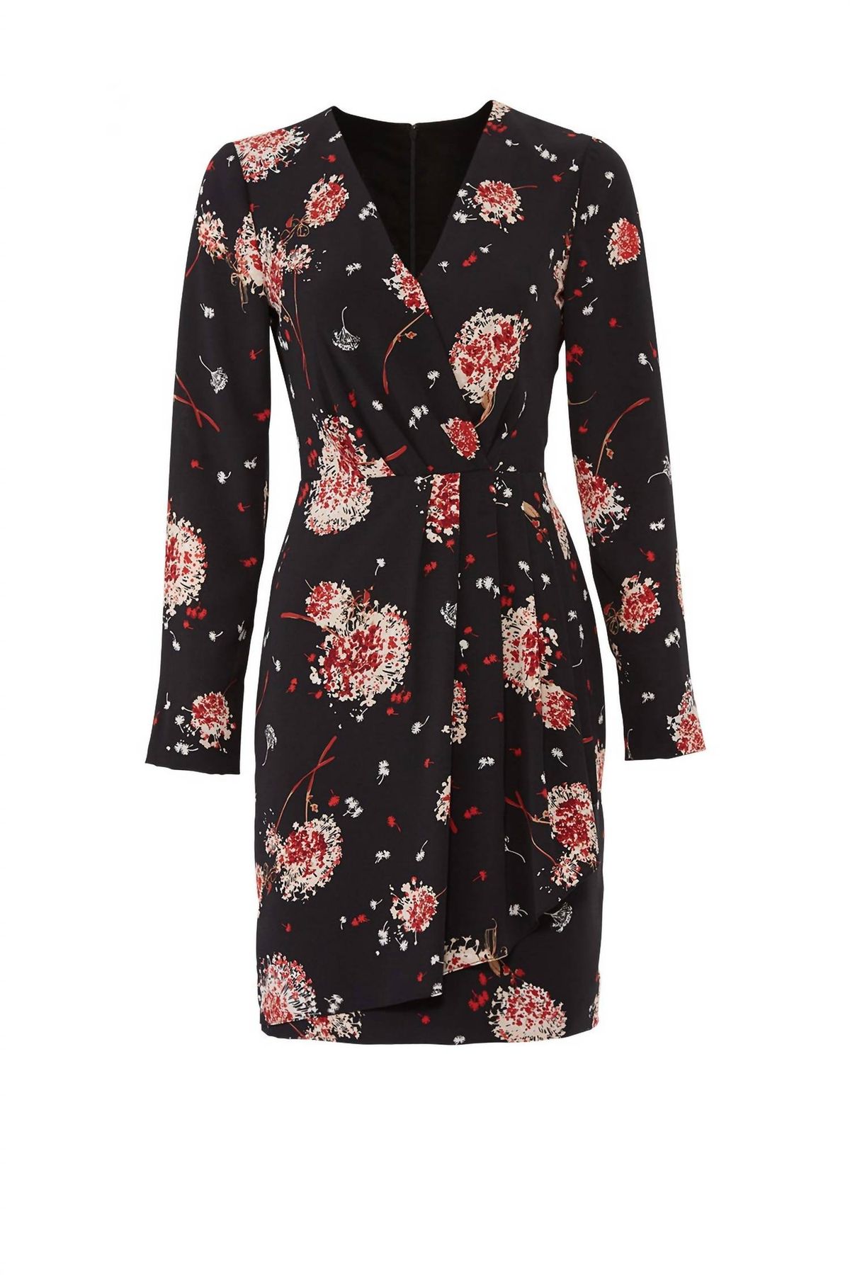 Style 1-4287853366-1901-1 Slate & Willow Size 6 Long Sleeve Floral Black Cocktail Dress on Queenly