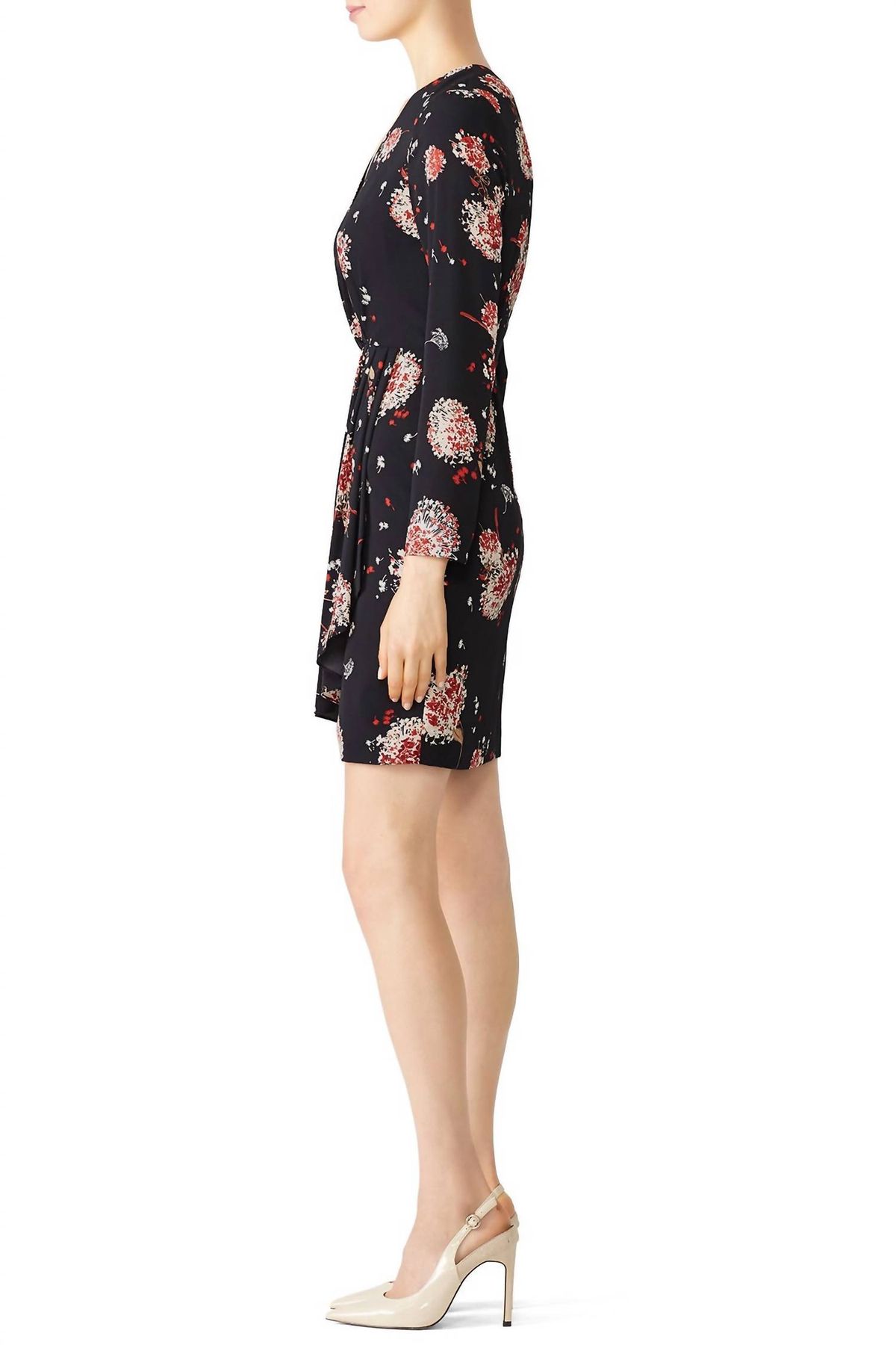 Style 1-4287853366-649-1 Slate & Willow Size 2 Long Sleeve Floral Black Cocktail Dress on Queenly
