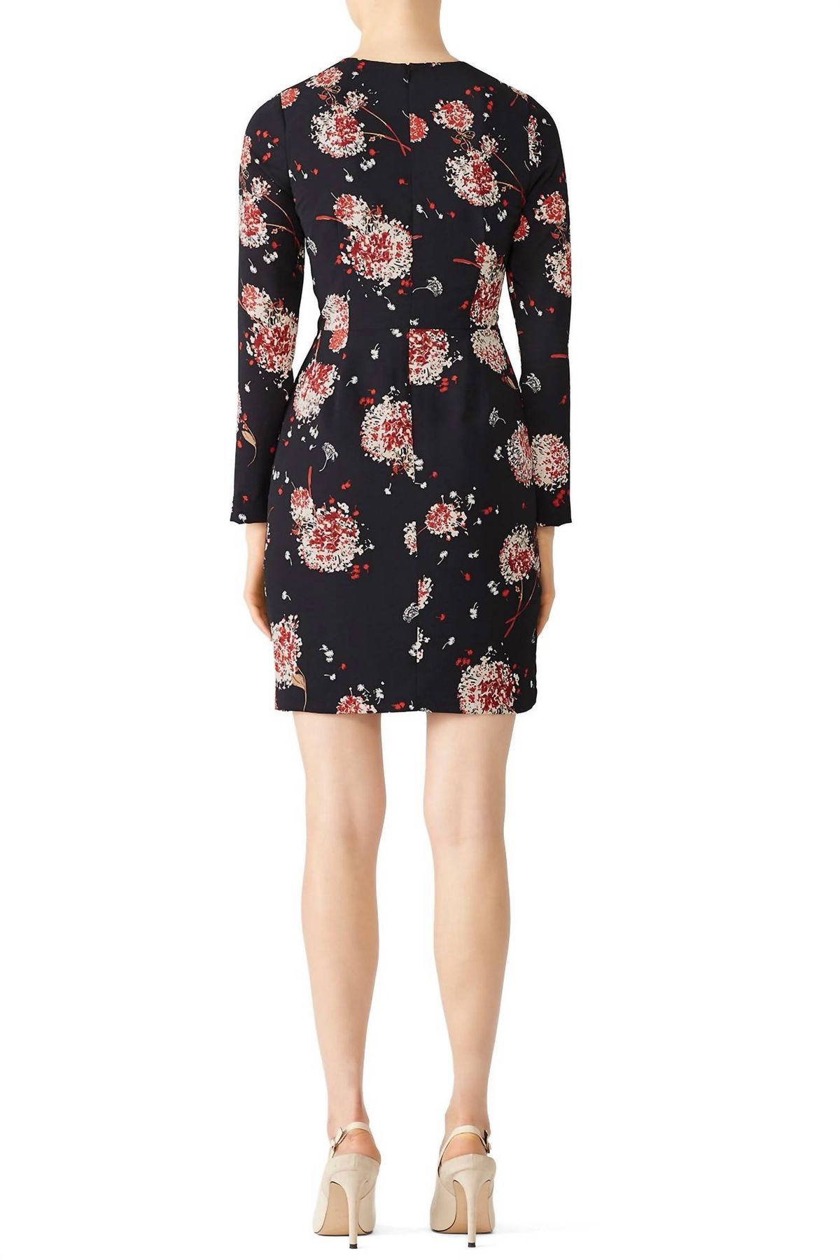 Style 1-4287853366-649-1 Slate & Willow Size 2 Long Sleeve Floral Black Cocktail Dress on Queenly