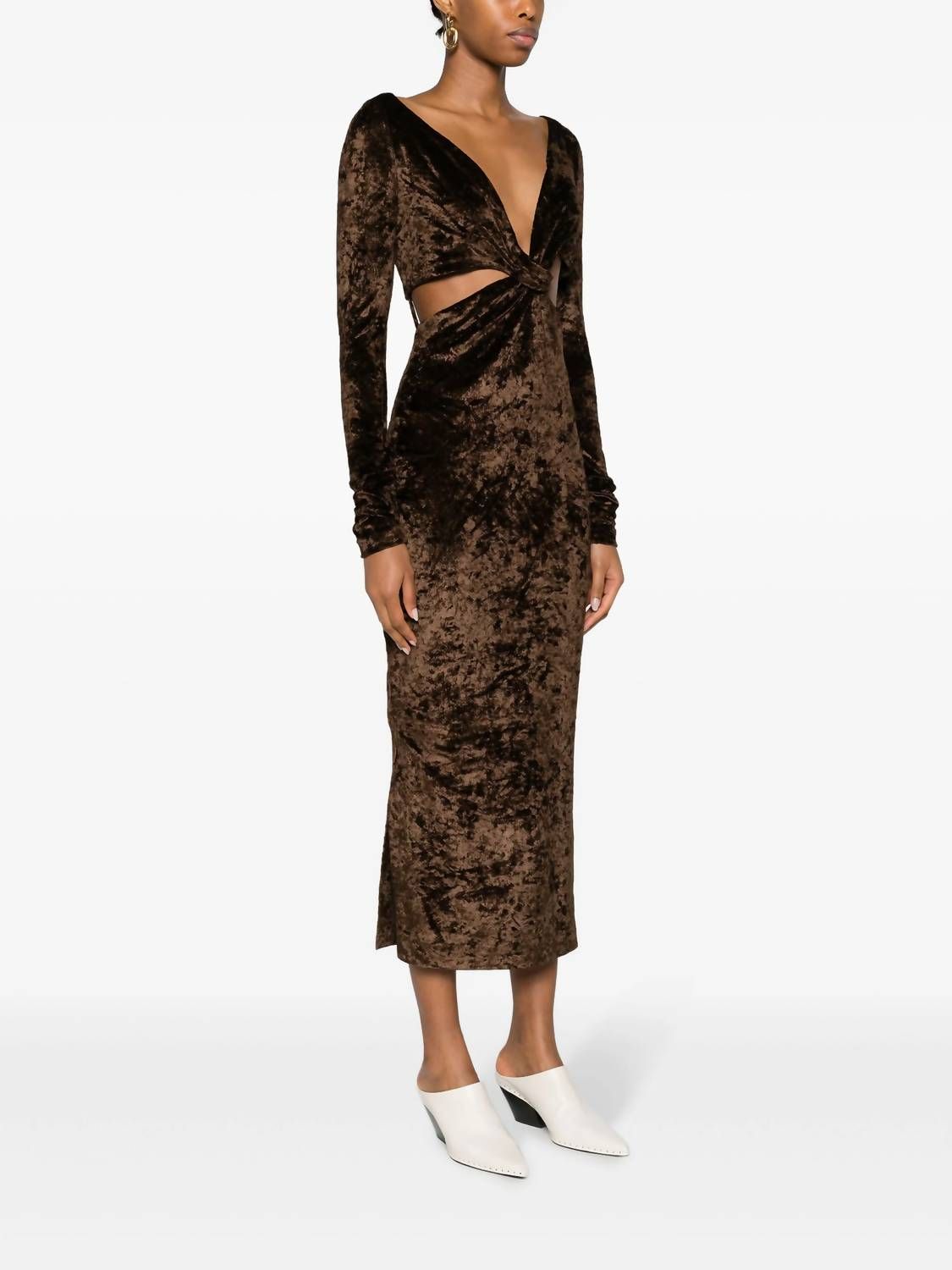 Style 1-1149048850-70 Nanushka Size XS Long Sleeve Velvet Brown Cocktail Dress on Queenly