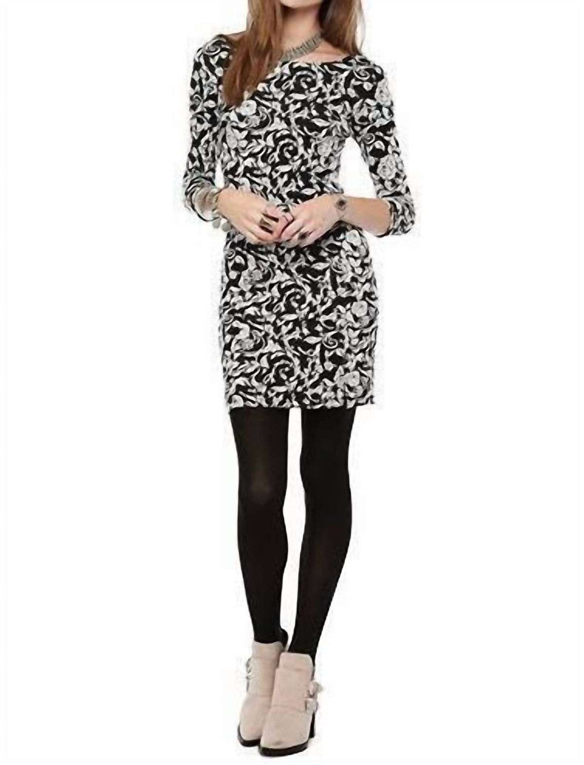 Style 1-1515188873-70 JACK by BB Dakota Size XS Long Sleeve Floral Black Cocktail Dress on Queenly
