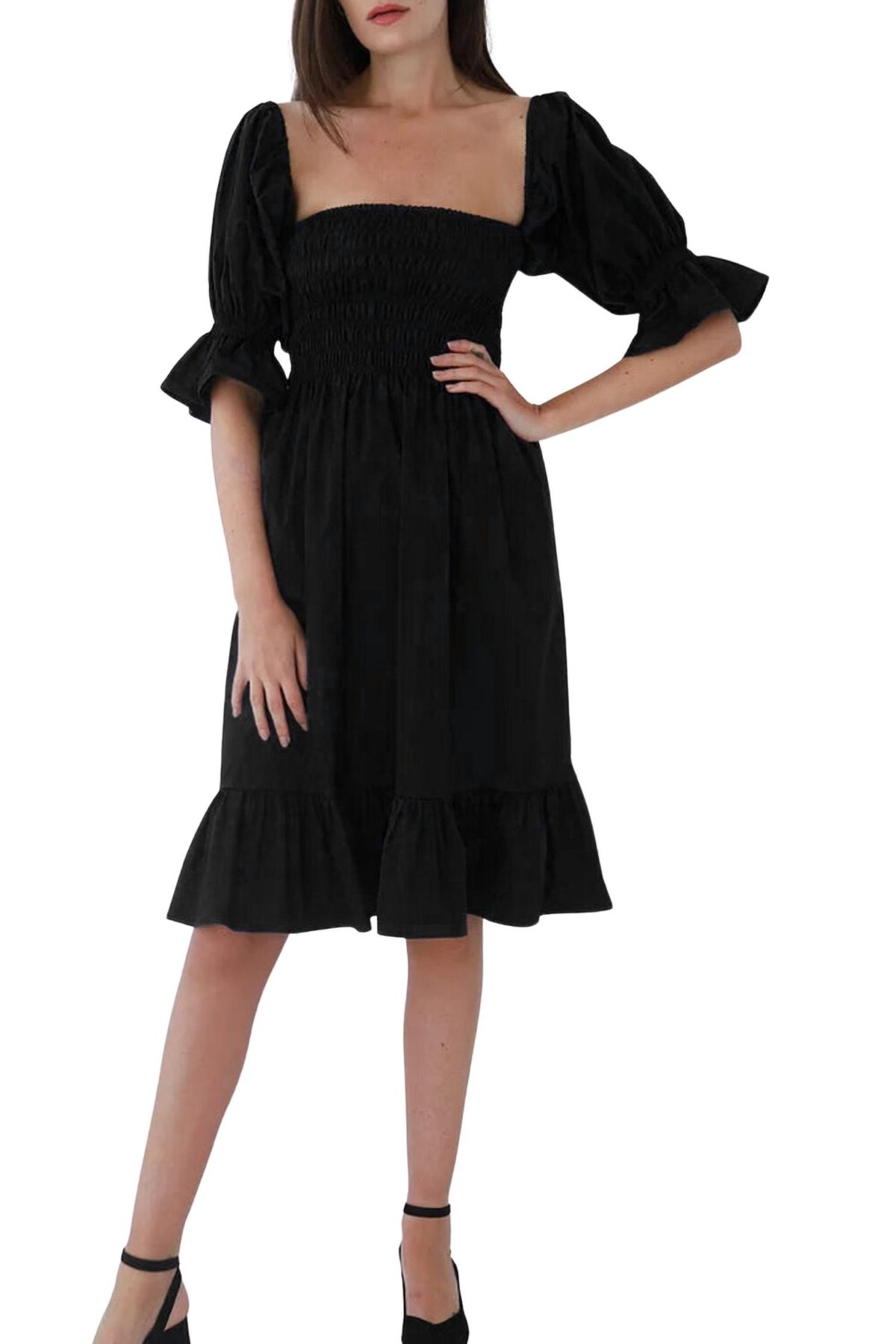 Style 1-2404046047-149 MONICA NERA Size L Off The Shoulder Black Cocktail Dress on Queenly