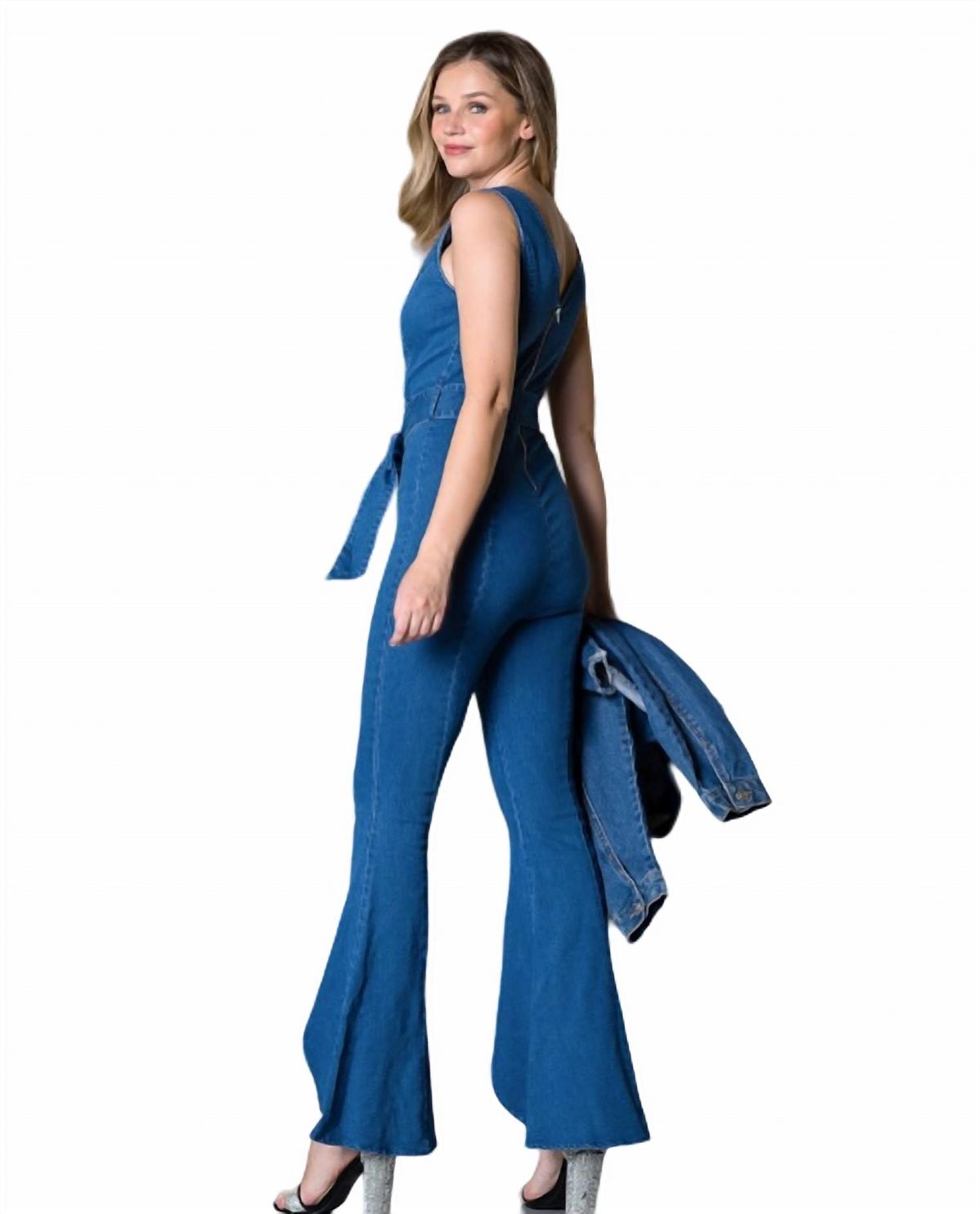 Style 1-2515888532-149 VOCAL APPAREL Size L Blue Formal Jumpsuit on Queenly