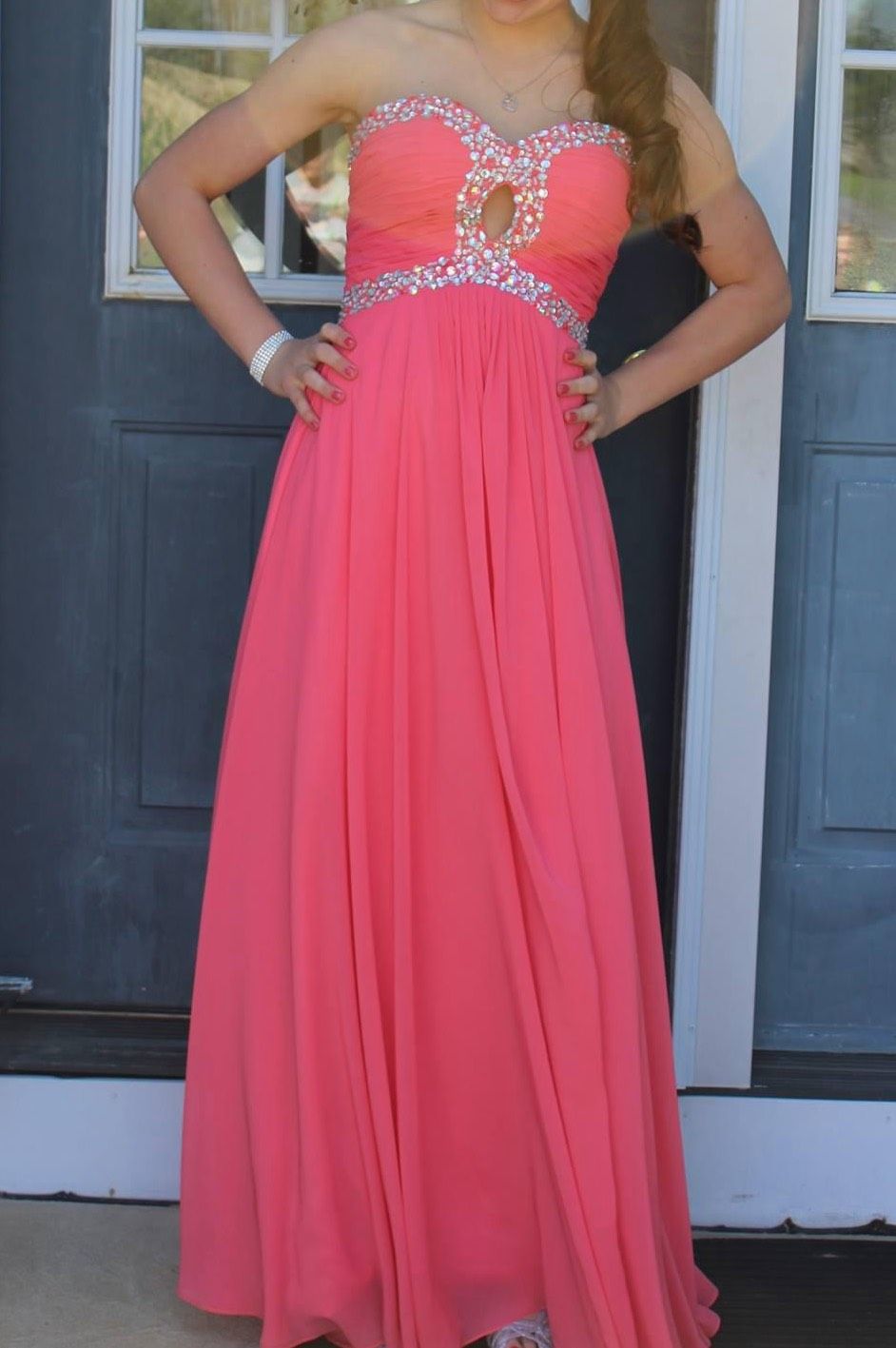 Size 6 Prom Strapless Pink Floor Length Maxi on Queenly