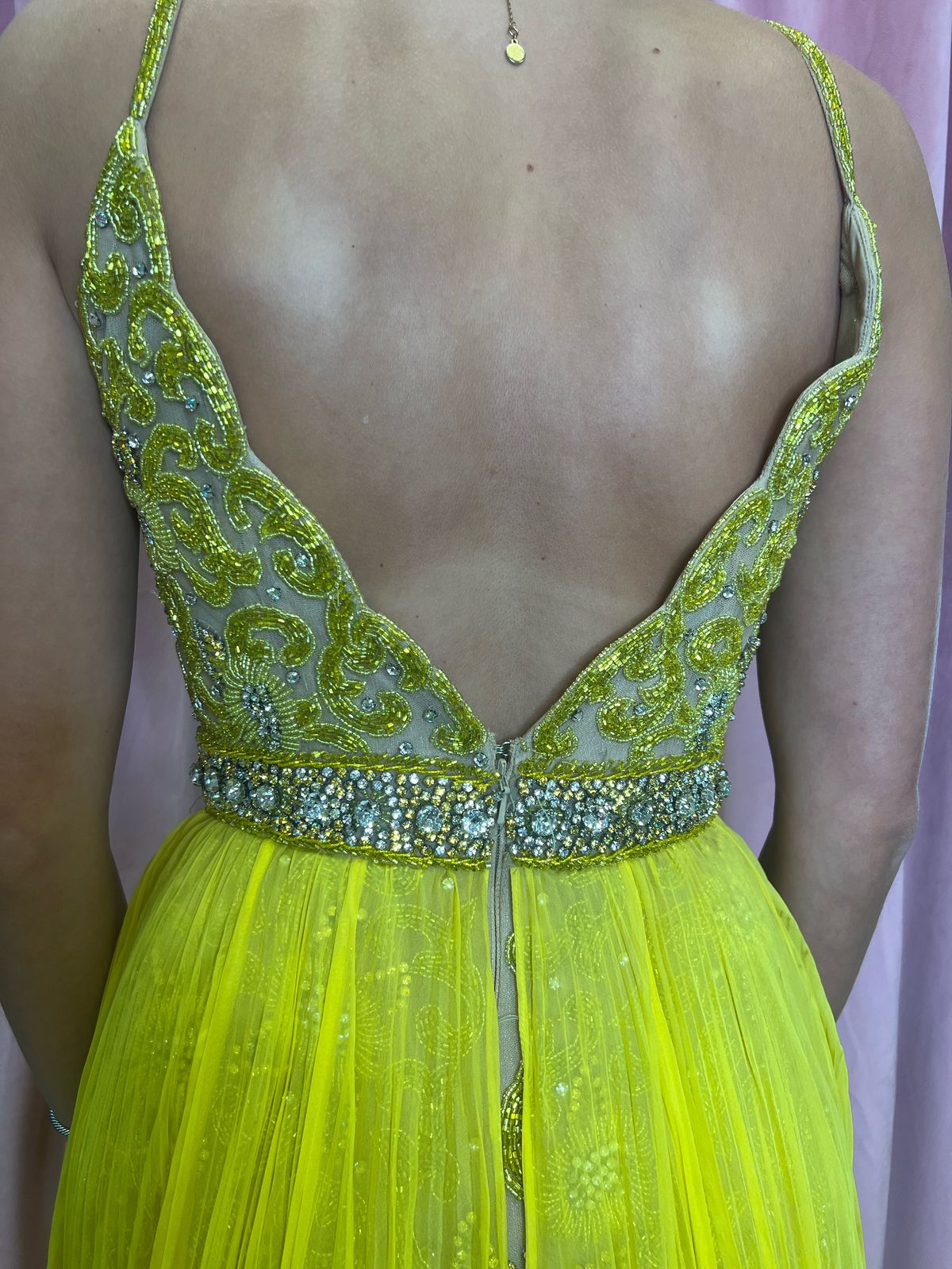 Sherri Hill Size 6 Pageant Plunge Yellow Side Slit Dress on Queenly