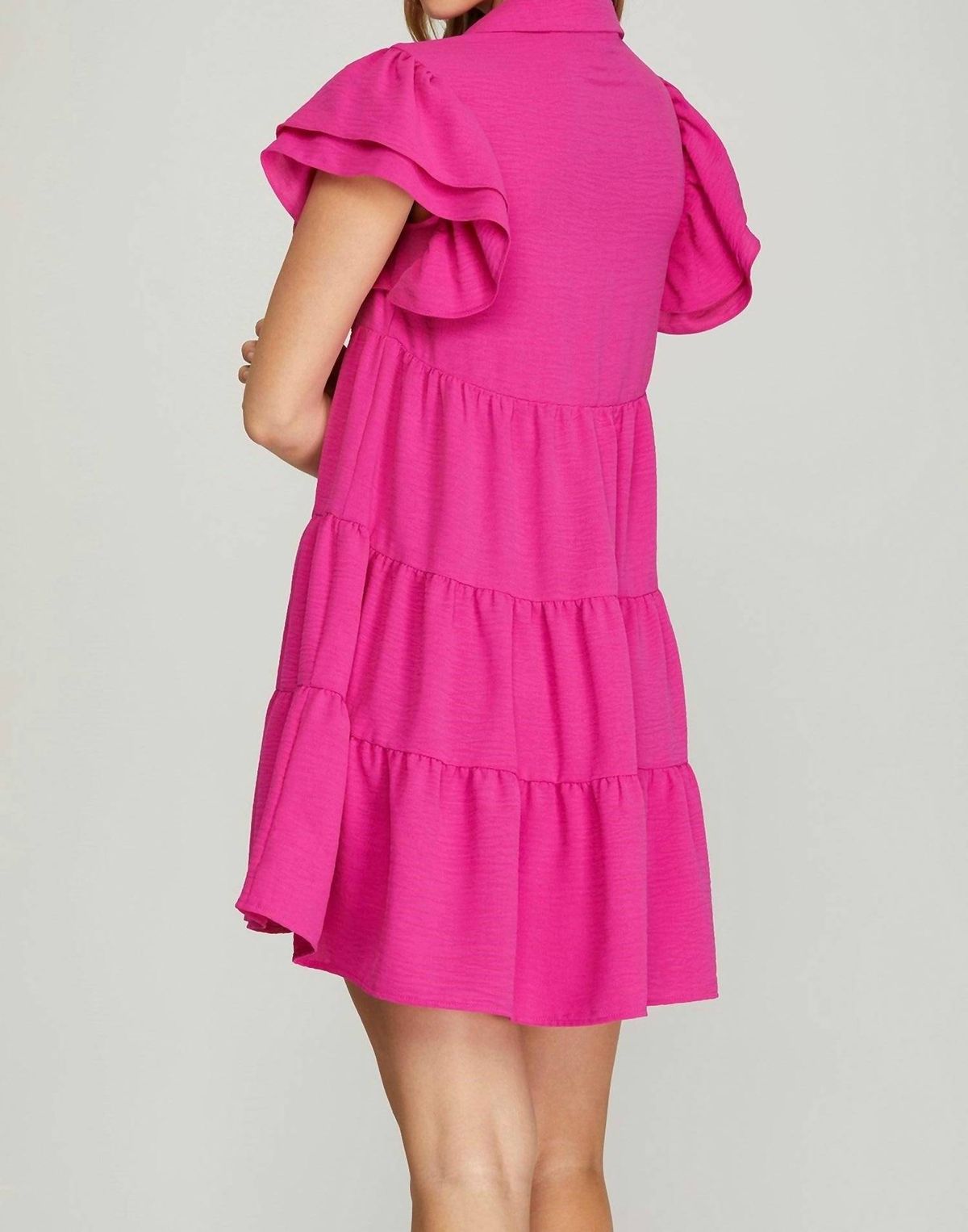 Style 1-2933384258-74 SHE + SKY Size S High Neck Hot Pink Cocktail Dress on Queenly
