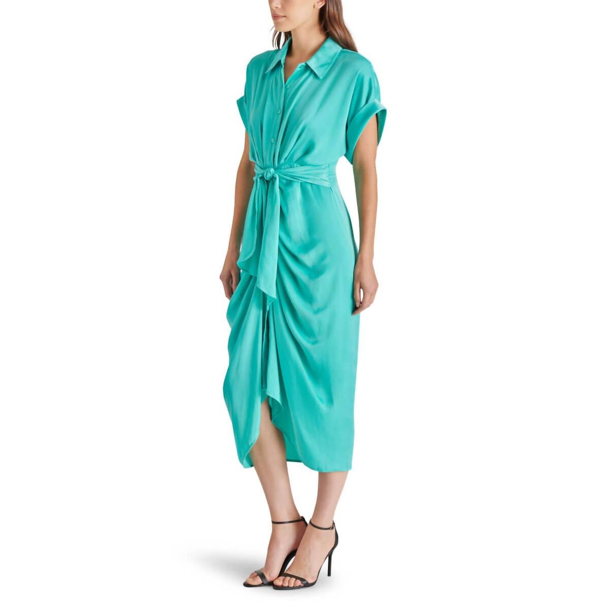 Style 1-2958092774-1498 STEVE MADDEN Size 4 High Neck Turquoise Blue Cocktail Dress on Queenly