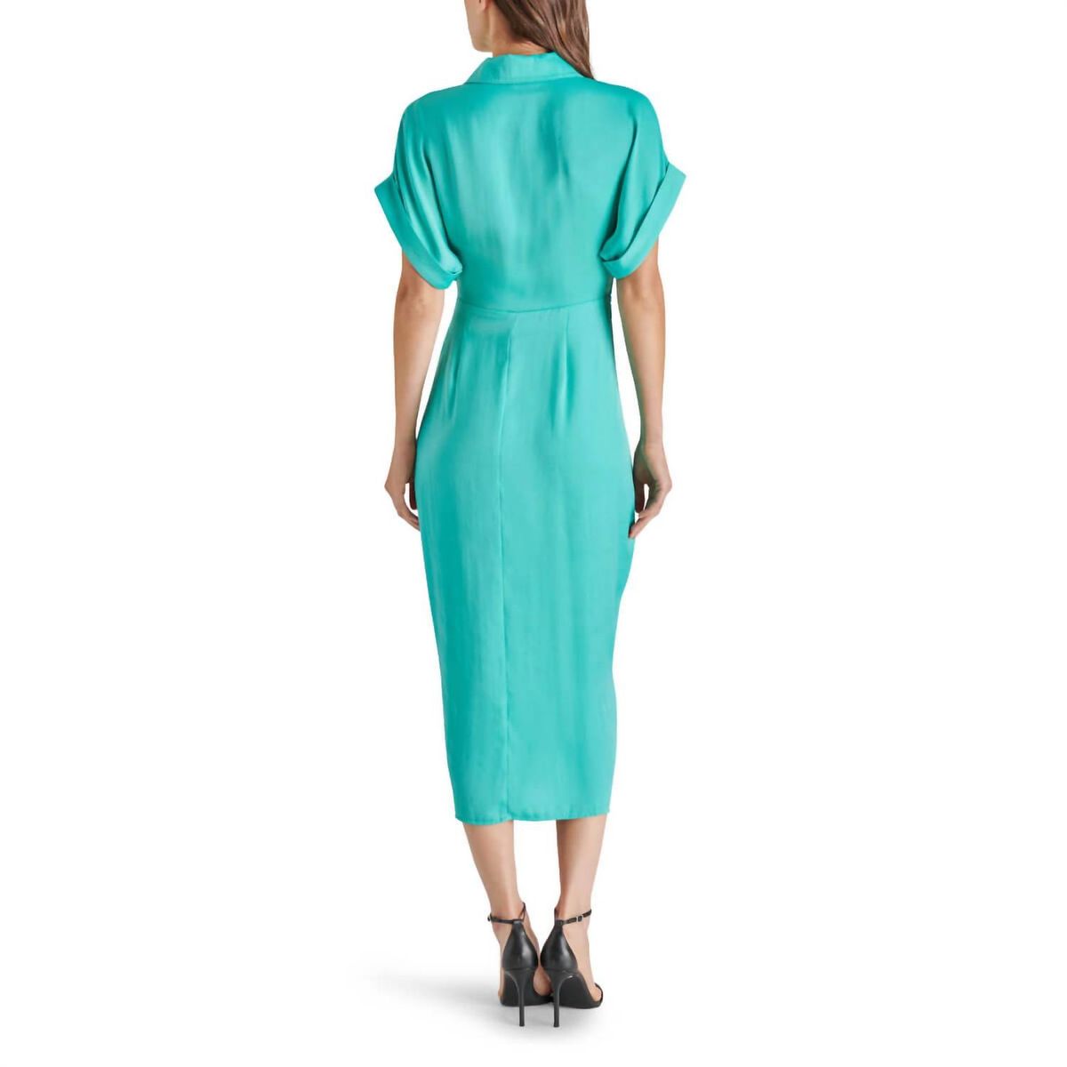 Style 1-2958092774-5 STEVE MADDEN Size 0 High Neck Turquoise Blue Cocktail Dress on Queenly