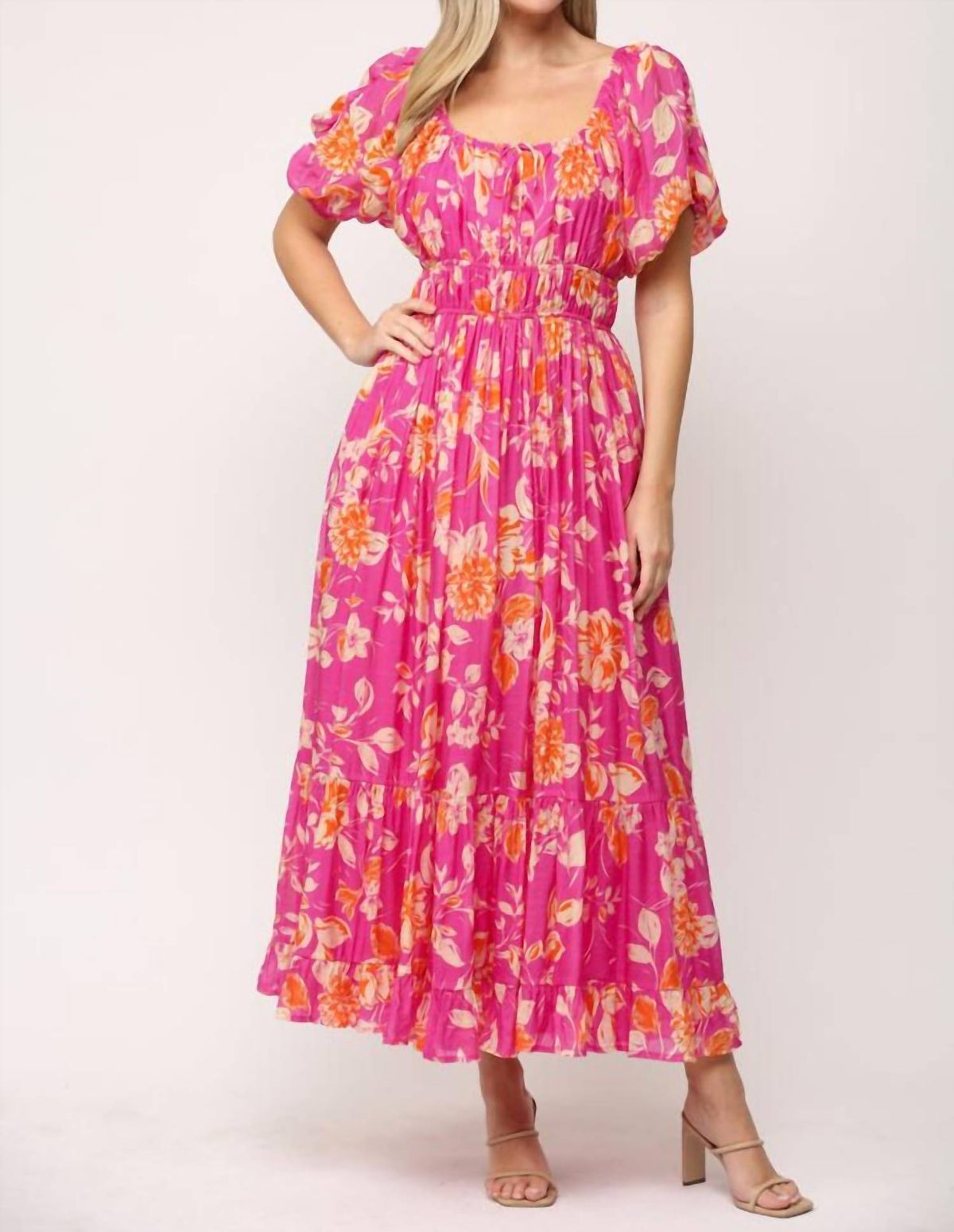 Style 1-3353023438-149 Fate Size L Floral Hot Pink Floor Length Maxi on Queenly