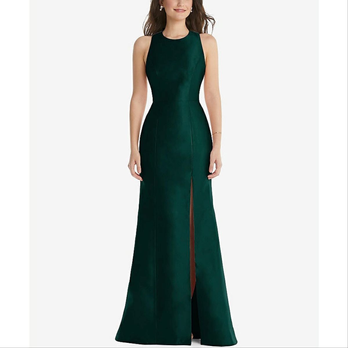 Style D824 Alfred Sung Size 14 Sequined Green Side Slit Dress on Queenly