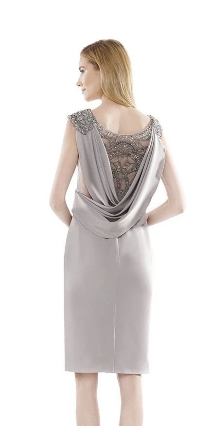 Style Mv1109 Marsoni by colors Size 14 Plunge Silver A-line Dress on Queenly