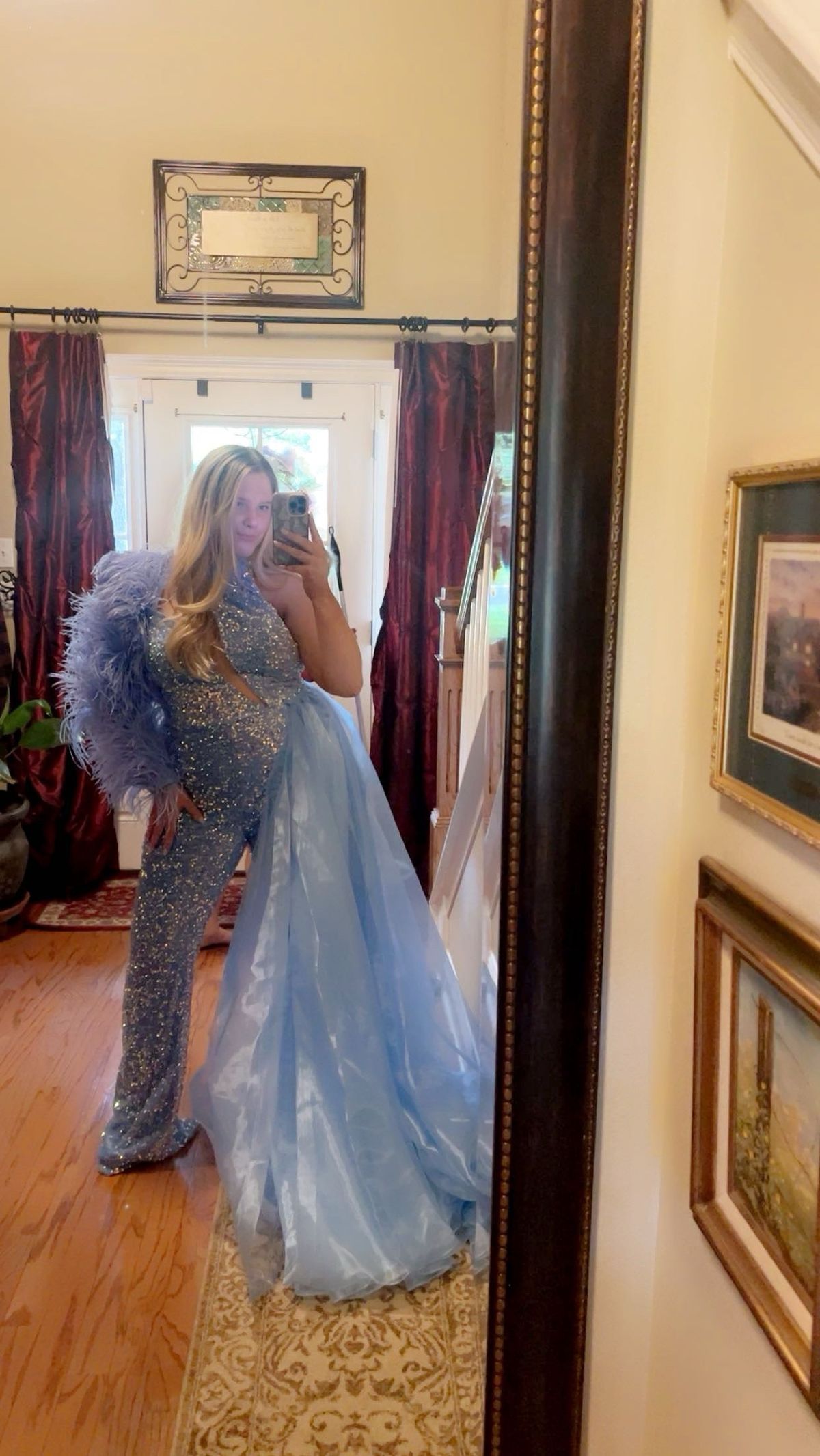 Ava Presley Size 14 Prom One Shoulder Blue Formal Jumpsuit on Queenly