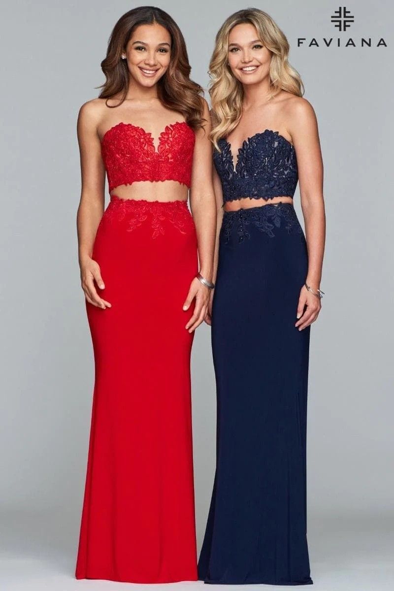 Style 10008 Faviana Size 8 Red Floor Length Maxi on Queenly