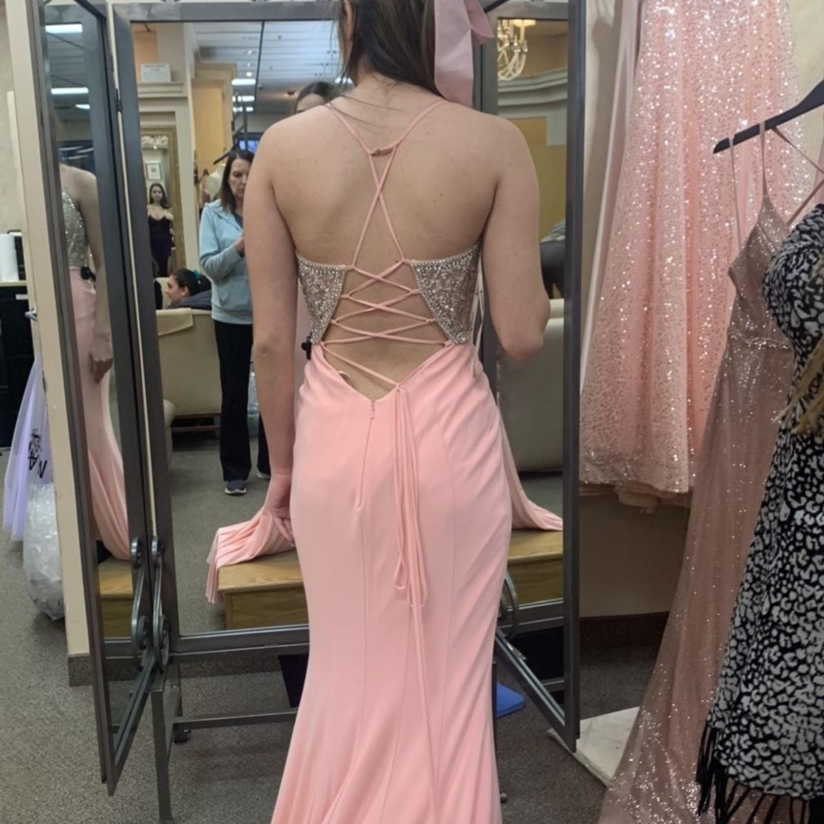 Style 10060 Faviana Size 00 Pink Side Slit Dress on Queenly